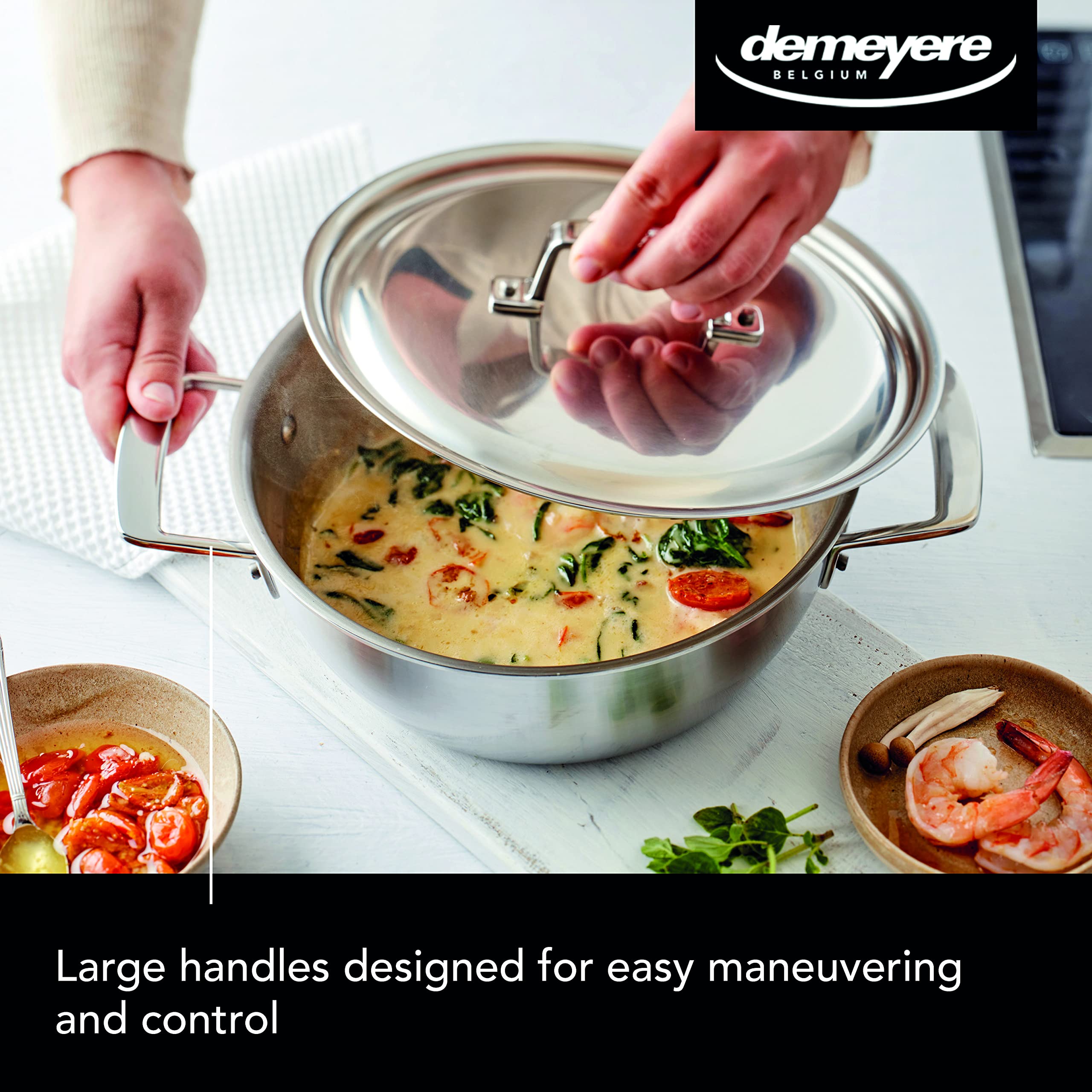 DEMEYERE Essential 5 Conical Stainless Steel Cookpot - 28cm Diameter - Induction & Stovetop Compatible - Energy Efficient, Fast Heat Conduction - 30 Year Warranty - Perfect for Soups, Stews & Pasta Cooking