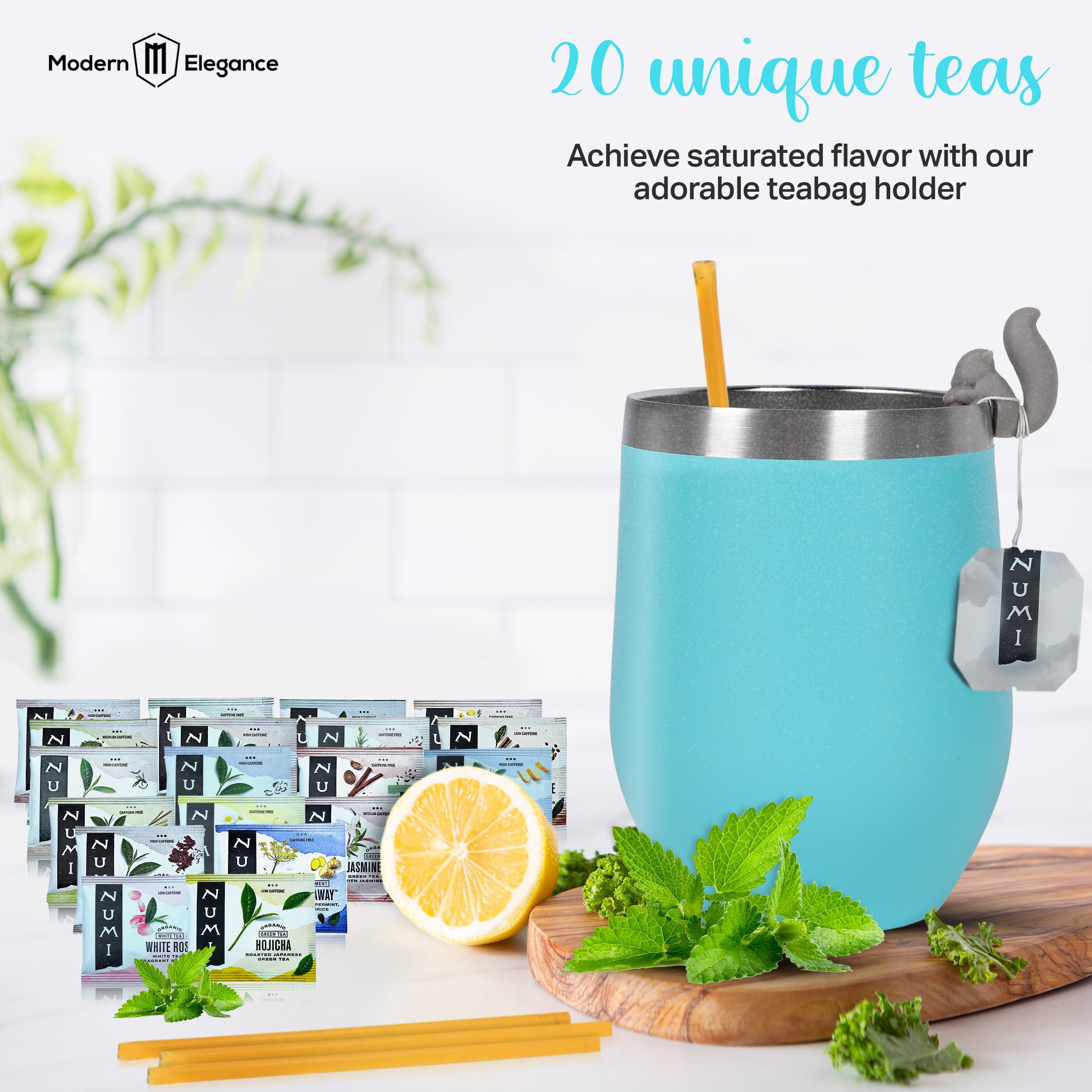 Organic Tea Gift Set with Portable Kettle - 36 Piece Tea Lovers Kit - Insulated Mug, Assorted Organic Teas, Honey Sticks & Accessories - Perfect for Home, Office & Travel Brewing