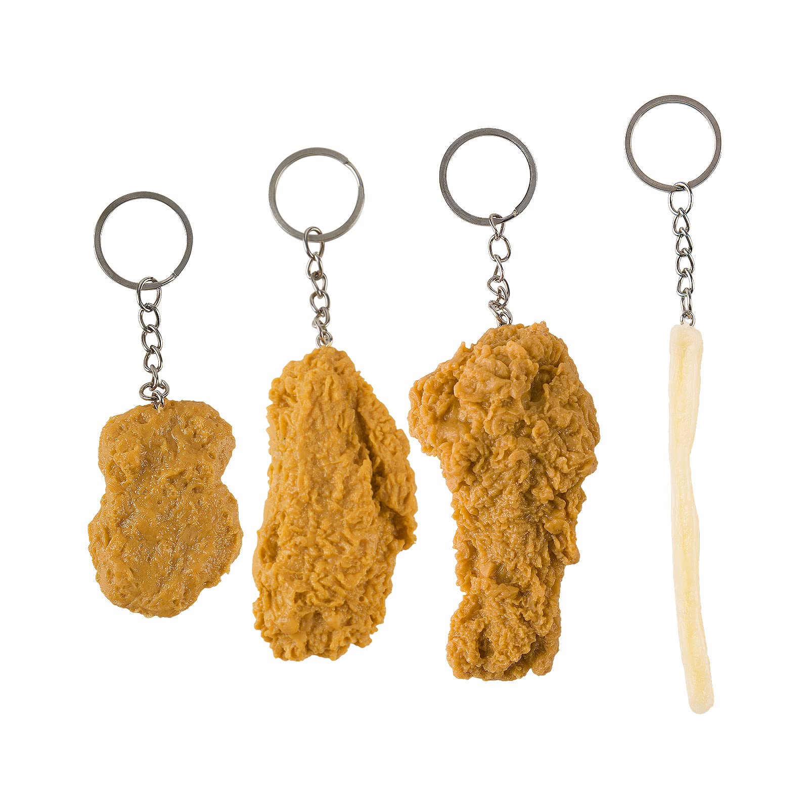 CAIRIIAC Funny Chicken Leg & Wing Keychain Set - 4 Pcs Novelty Keyrings for Food Lovers | Perfect Gift for BBQ Enthusiasts & Poultry Fans
