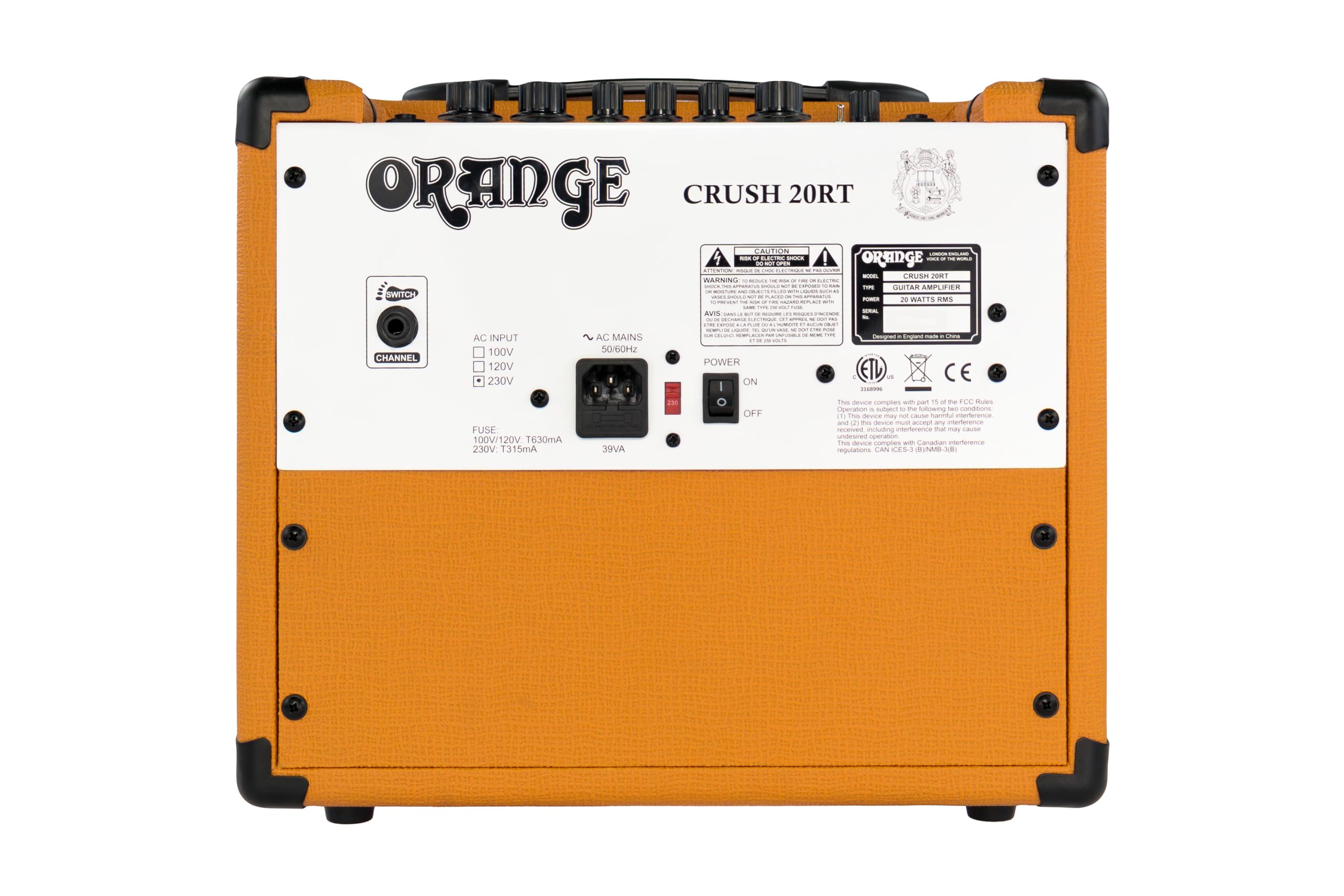 Orange Crush20RT 20W Electric Guitar Amplifier with Reverb & Tuner - Perfect for Home Practice, Studio Recording & Live Performances