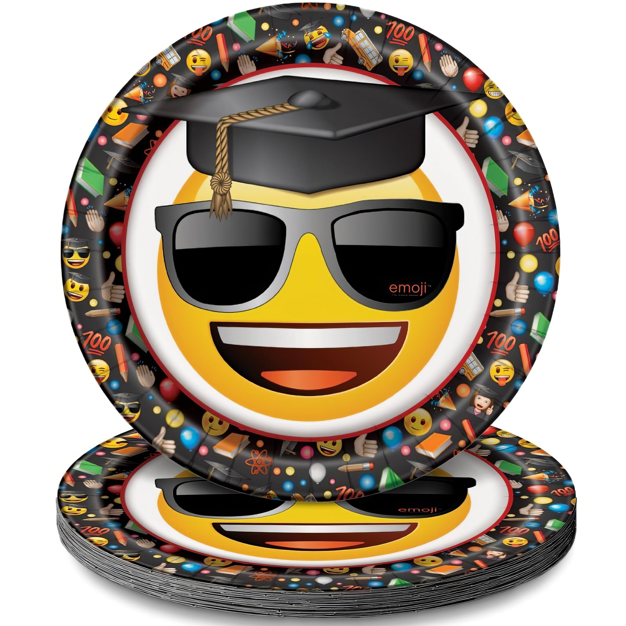 Emoji Graduation Dinner Plates - 8 Pack | Fun & Colorful Party Supplies for Graduation Celebrations, School Parties & Special Occasions