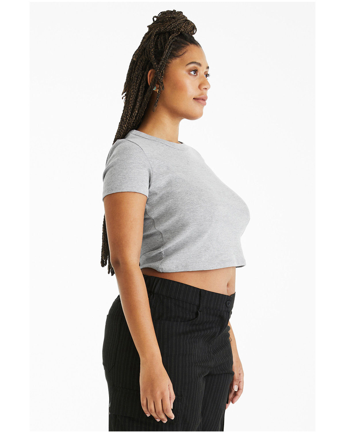 Bella + Canvas 1010BE Women's Micro Ribbed Baby Tee - Soft Stretch V-Neck T-Shirt for Casual Wear, Layering & Maternity Outfits