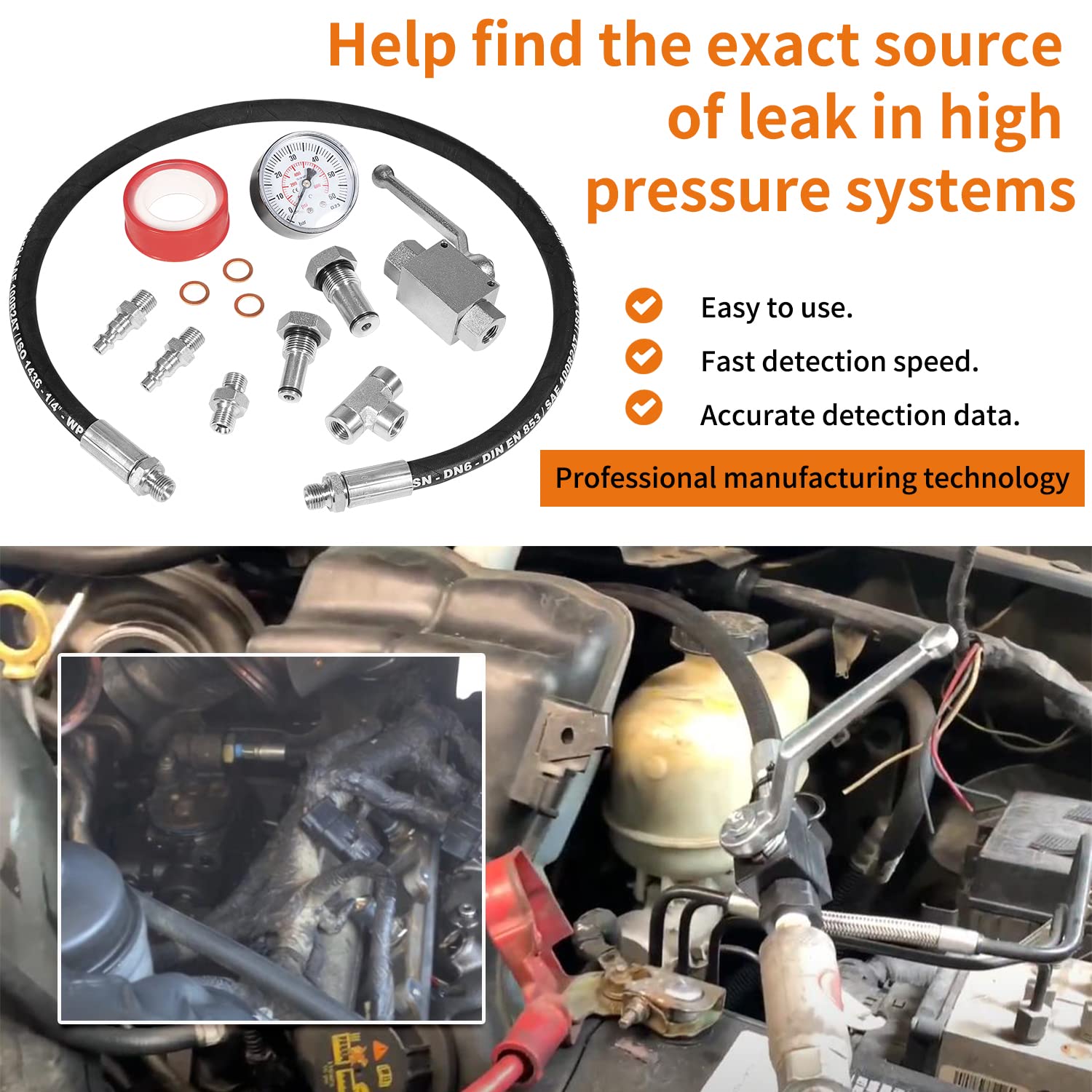 6.0L Diesel High Pressure Oil System IPR Air Test Tool Kit - Compatible with Ford 6.0L-7.3L Powerstroke Diesel Engine - Perfect for Diagnostics, Maintenance & Repair