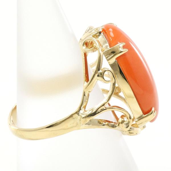 18K Yellow Gold Coral Ring for Women - Elegant Handmade Jewelry Gift for Her - Perfect for Weddings, Anniversaries & Special Occasions