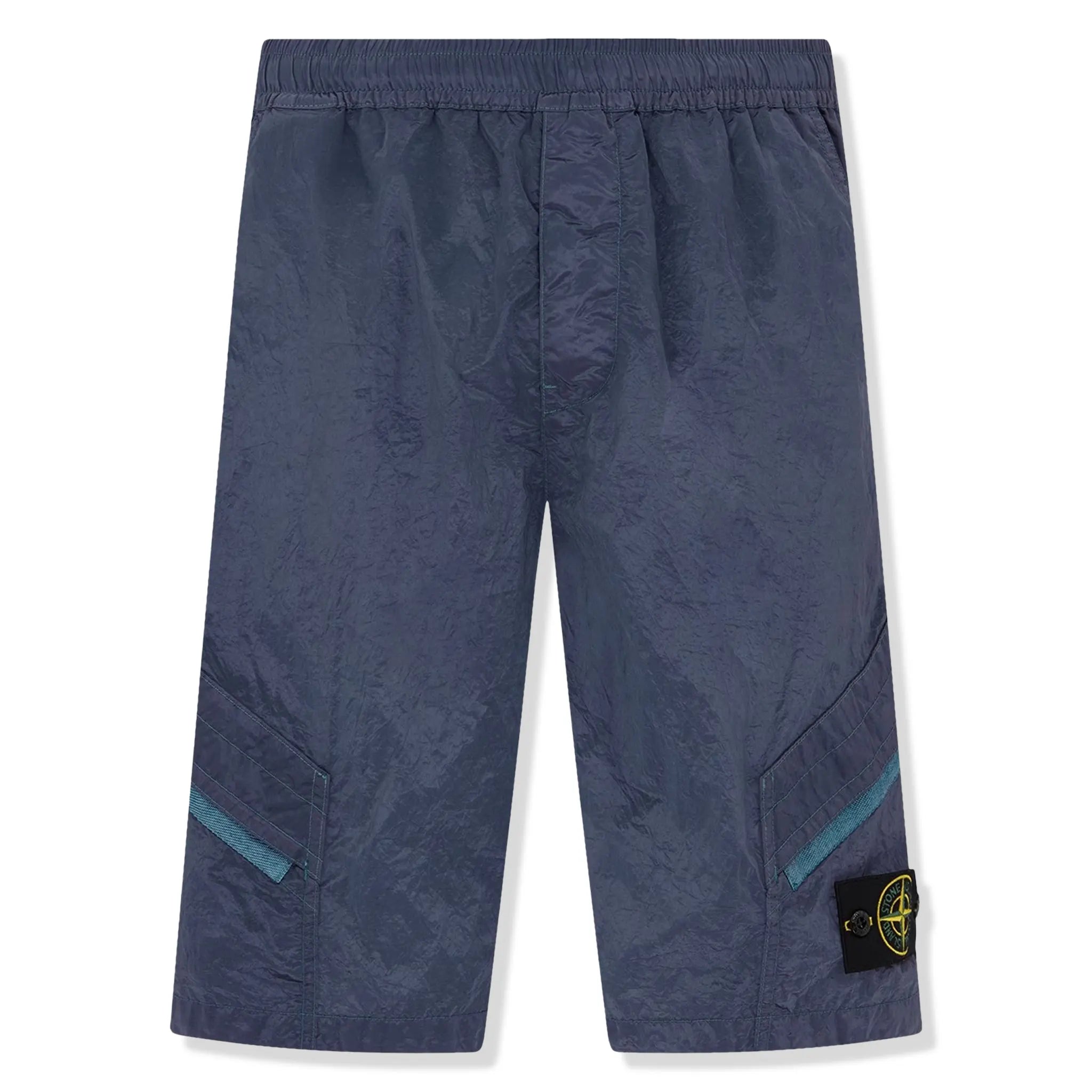 Stone Island Men's Nylon Metal Avio Blue Shorts - Lightweight Summer Casual Shorts for Outdoor Activities & Travel