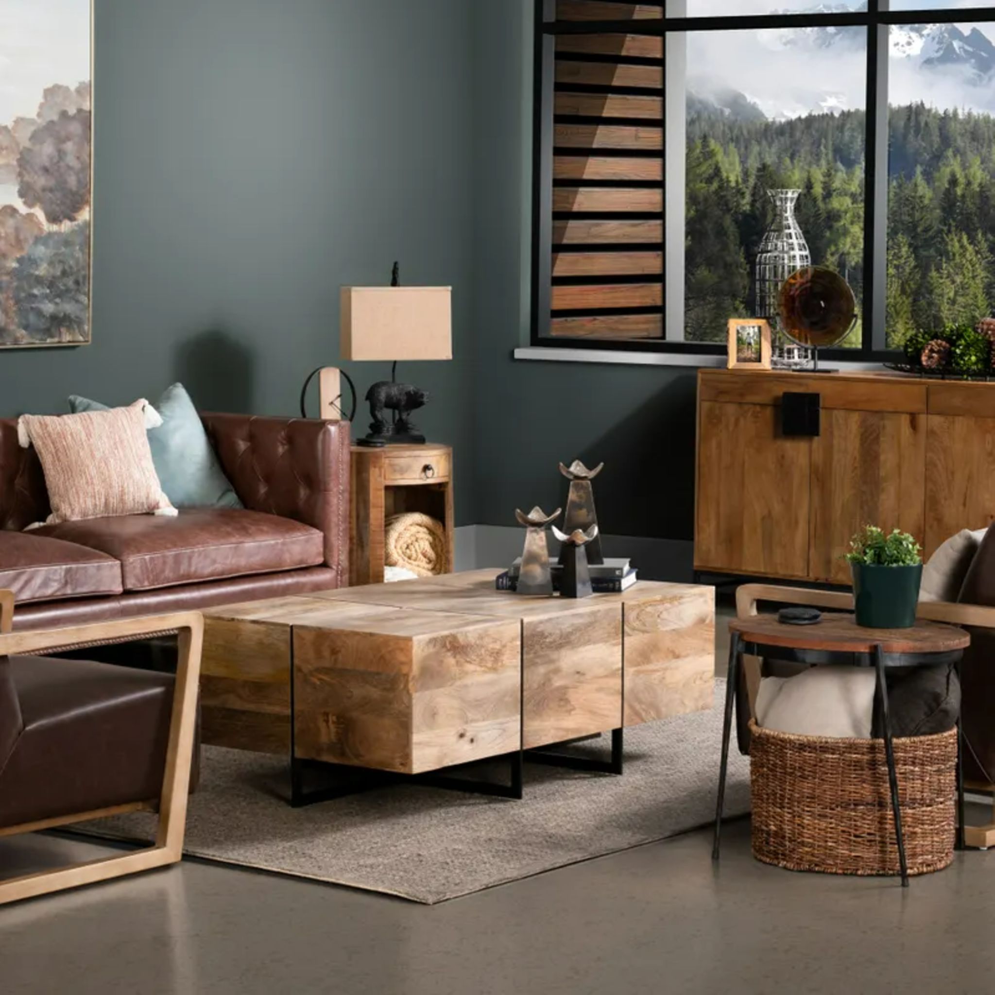 Brennon Modern Coffee Table - Solid Wood Brown Finish for Living Room, Office, or Lounge - Stylish & Durable Home Furniture