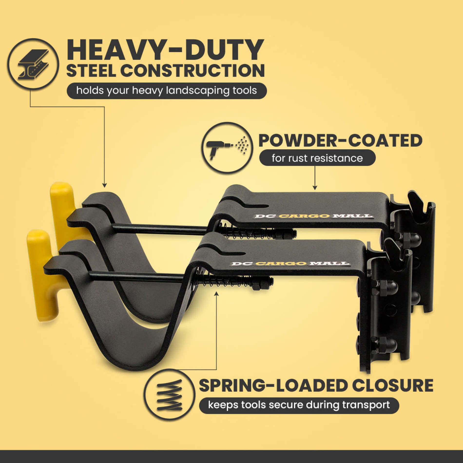 DC Cargo Enclosed Trailer Weed Eater Rack (2-Pack) – Heavy-Duty Steel Trimmer Mount for Weed Whackers & Hedge Trimmers – E-Track Tool Organizer for Trailers & Garages – Perfect for Landscaping Professionals & DIY Enthusiasts