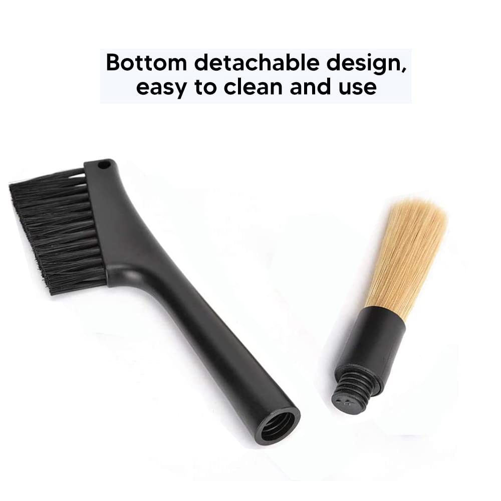 2 Pack Coffee Machine Cleaning Brush - Dual Purpose Espresso Grinder & Dusting Brush with PET Bristles, Black Polypropylene - Perfect for Keurig, Nespresso & Drip Coffee Makers (Home & Cafe Use)