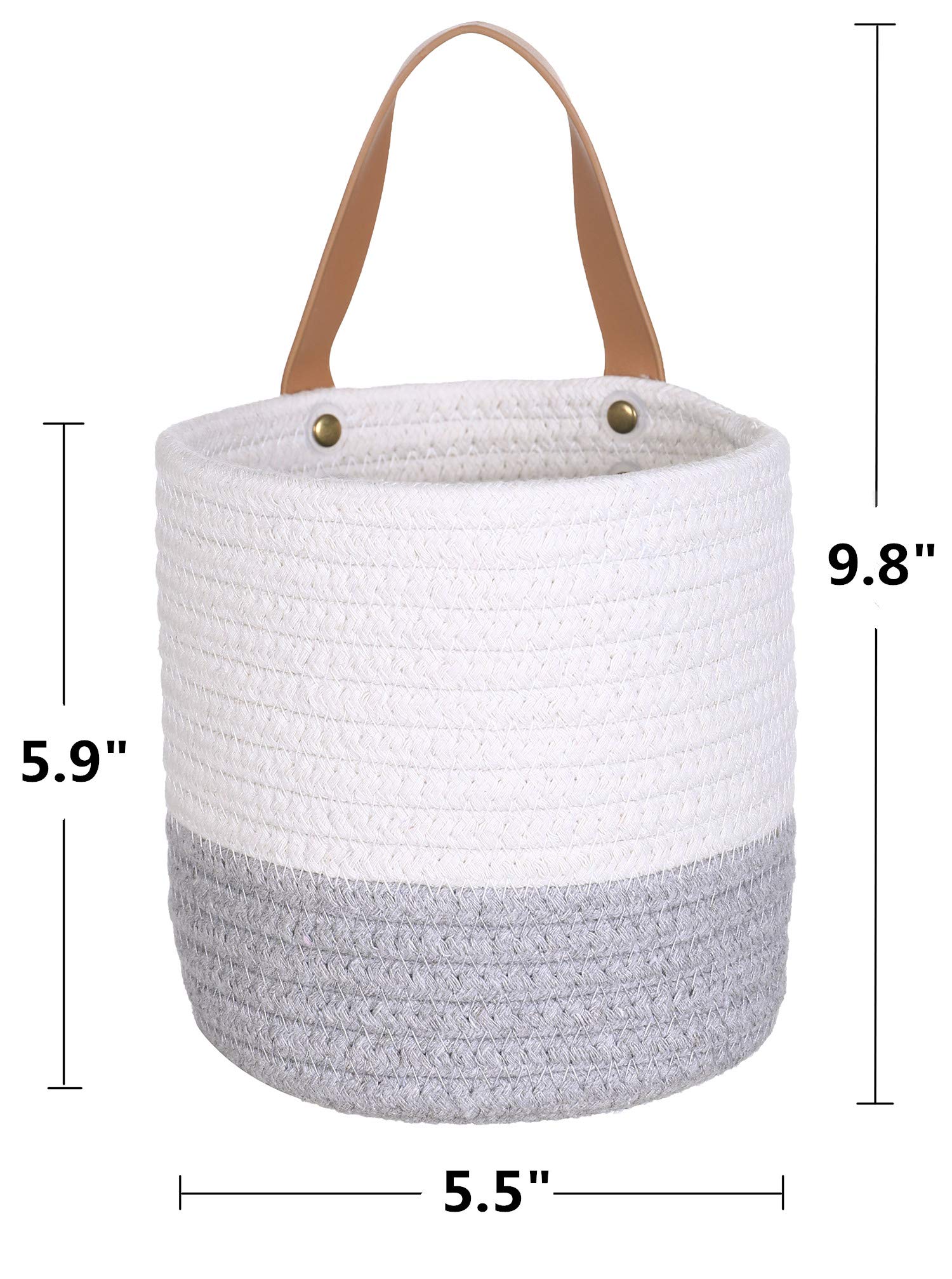2-Pack Small Hanging Basket - Cotton Rope Wall Basket with Handle for Home Storage, 6