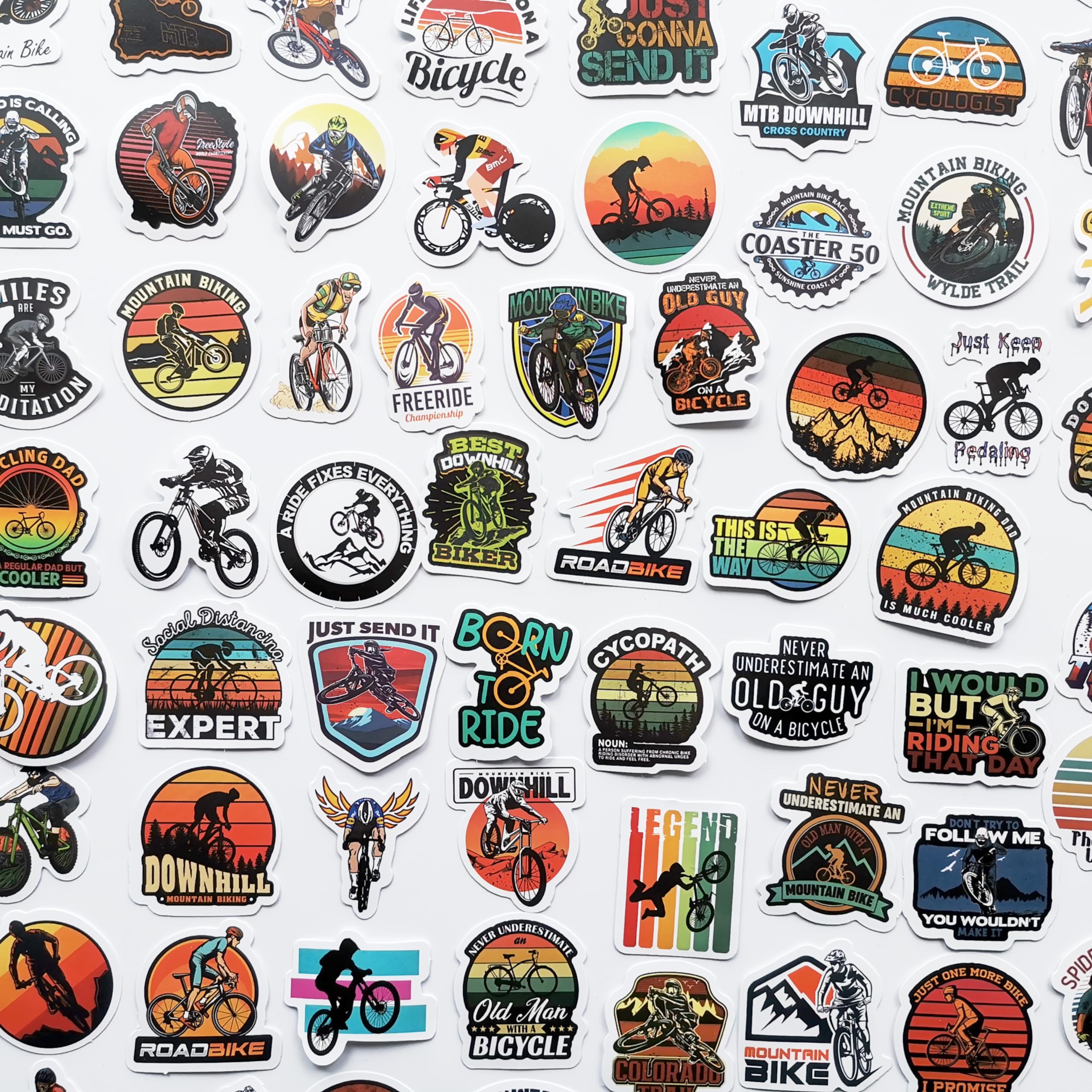 100Pcs Cool Bicycle Decals - Waterproof Vinyl Bike Stickers for Road & Mountain Bikes - Durable Frame & Helmet Decals - Perfect for Customizing Cycling Gear & Personalizing Your Ride (Ideal for Commuting, Racing & Outdoor Adventures)