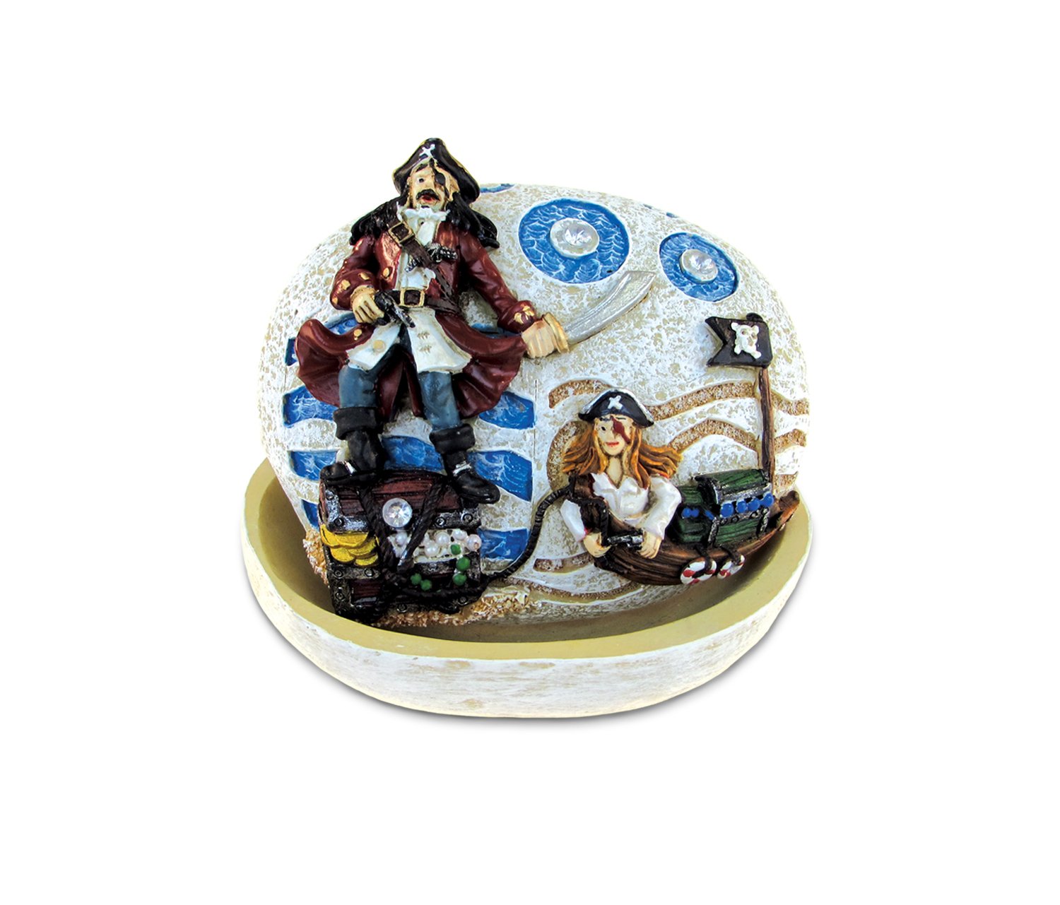 Pirate Couple Resin Jewelry Box with Removable Lid - 3.25