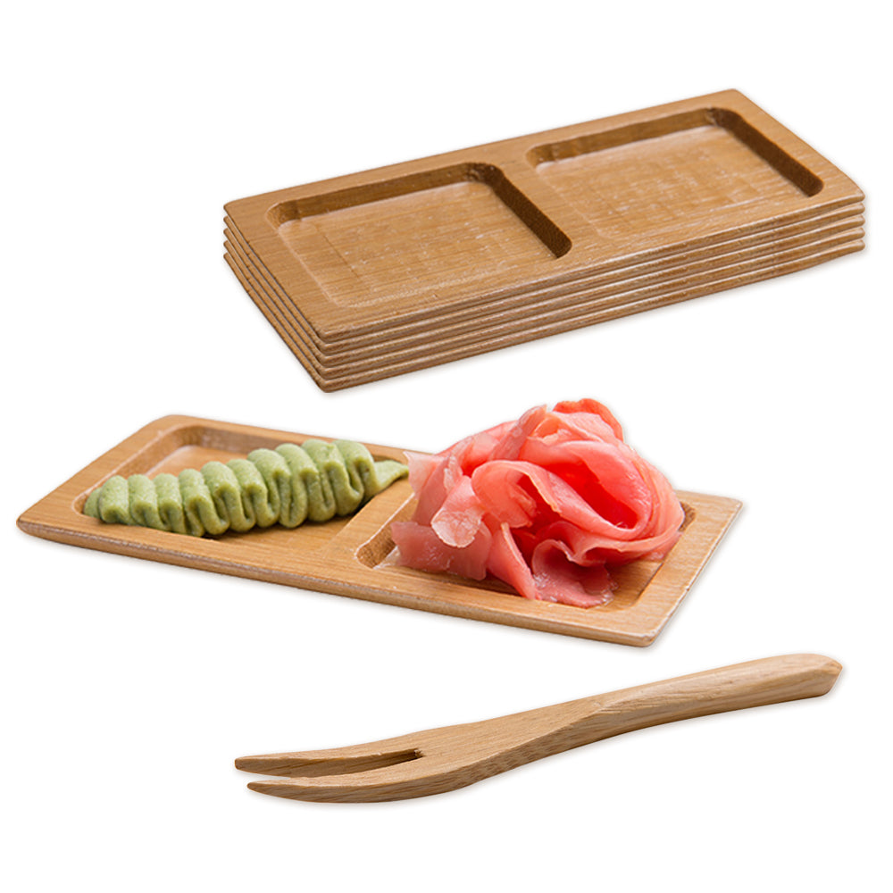100-Pack Eco-Friendly Rectangle Bamboo Plates (4.75