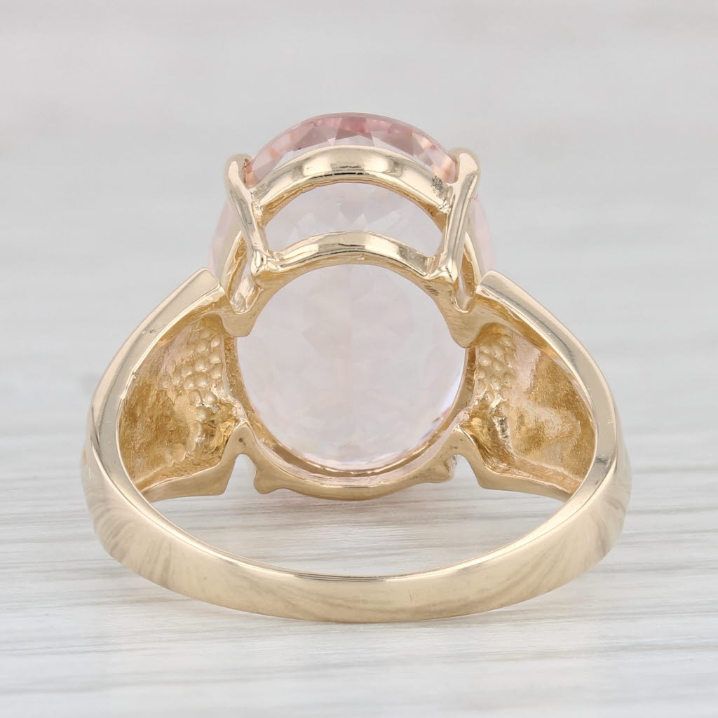 9.20ct Oval Pink Morganite Solitaire Engagement Ring in 14k Yellow Gold - Size 6.75 - Perfect for Proposals, Weddings & Anniversary Gifts
