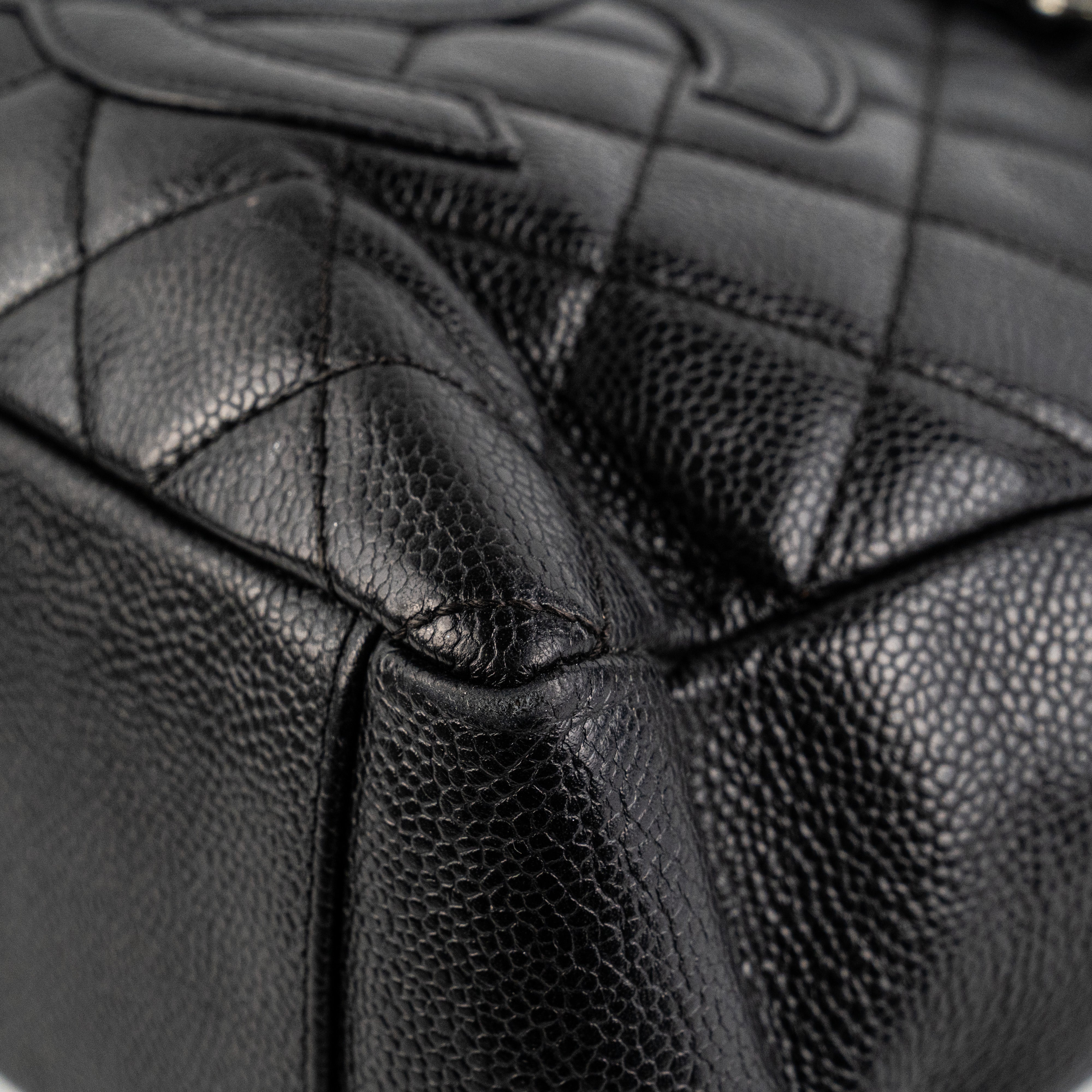Chanel PST Caviar Black Leather Shoulder Tote Bag for Women - Luxury Designer Handbag for Work, Travel & Everyday Use