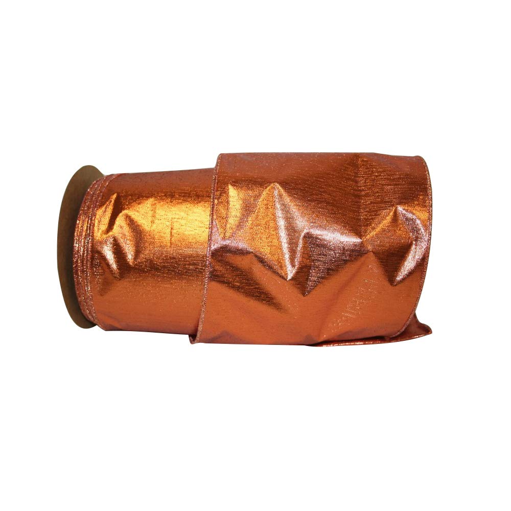 Reliant Ribbon Glitz Commercial Heavy Wired Edge Ribbon - 6 Inch x 25 Yards, Copper - Perfect for Gift Wrapping, Holiday Decorations, and DIY Crafts