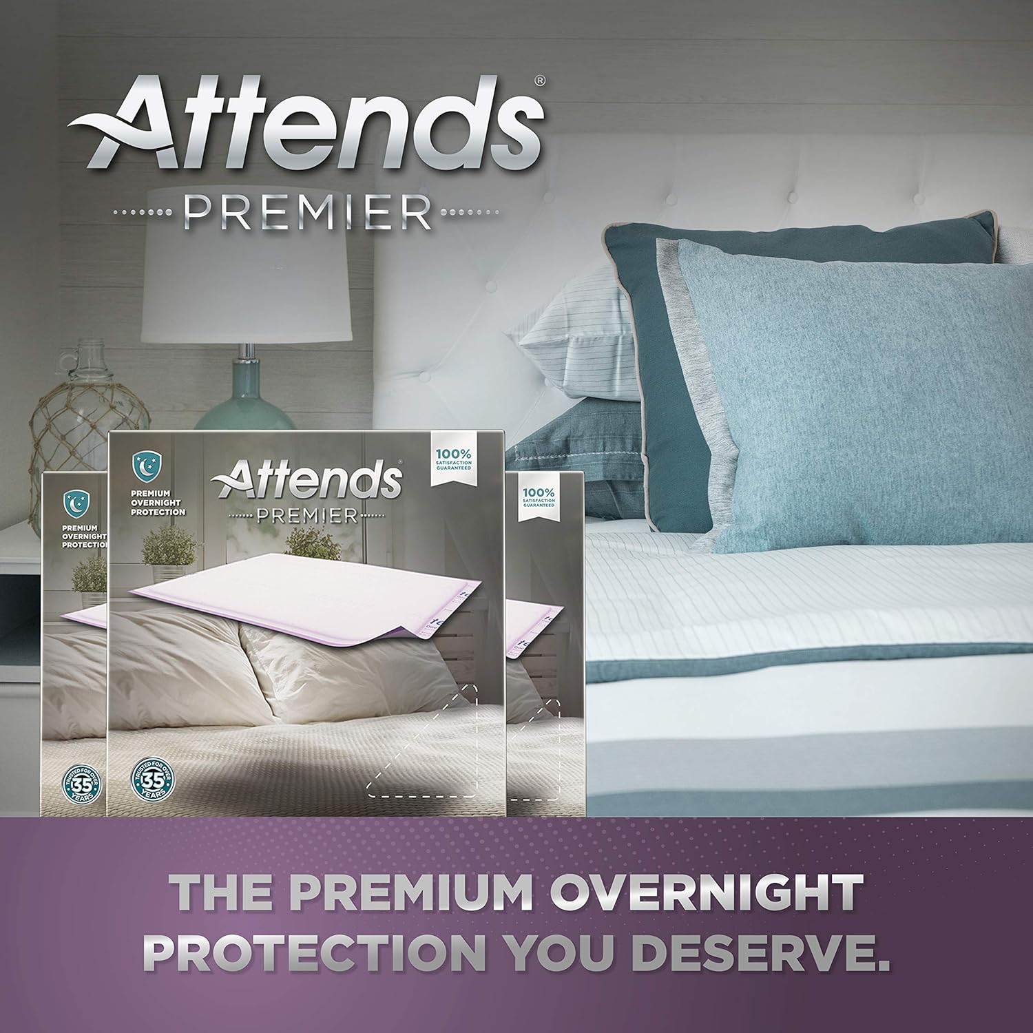 Attends Premier Underpads, 30x36 Inch - Super Absorbent Bed Pads for Incontinence Protection - Ideal for Home Care, Hospitals & Elderly Use