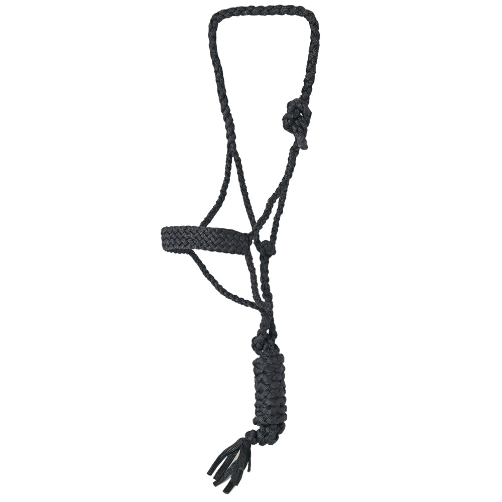 8 Ft Hilason Western Nylon Poly Flat Braided Mule Tape Halter and Lead Rope - Durable Horse Training Equipment for Trail Riding, Ranch Work, and Show Events