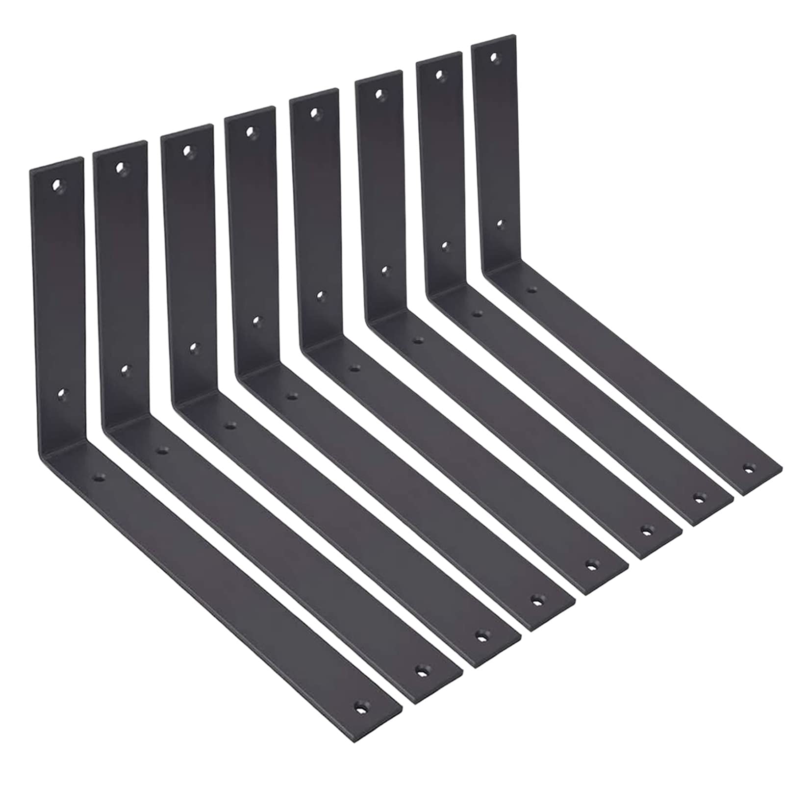 Heavy Duty 12 Inch Black L Shelf Brackets - 5mm Thick Metal Wall Brackets with Screws for Sturdy Shelving | Perfect for Garage Storage, Bookshelves & Floating Shelves