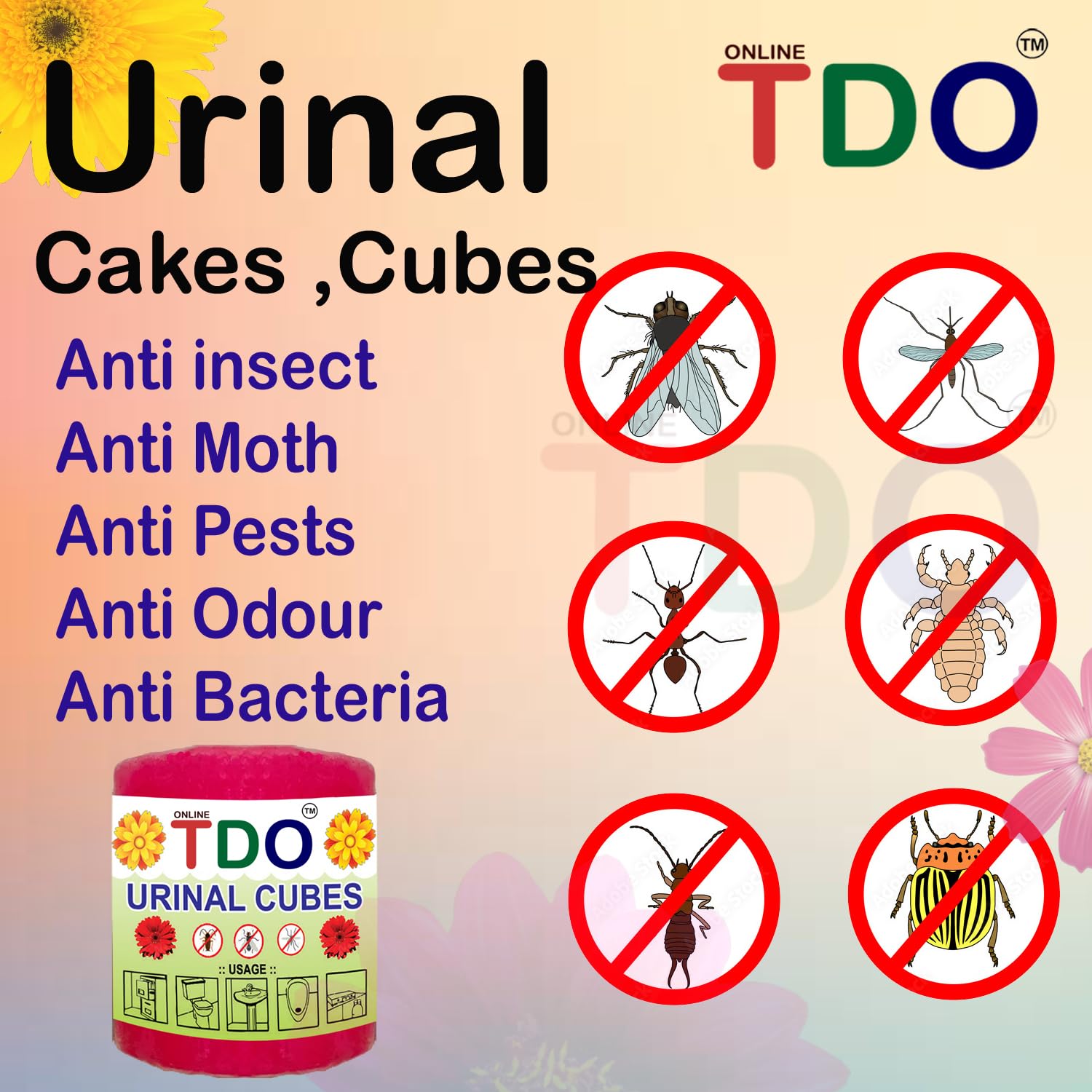 TDO Urinal Deodorizer Cubes - Pack of 6 Sets (420g) | Long-Lasting Toilet & Bathroom Freshener | Naphthalene-Free Urinal Cakes for Washbasins, Sinks & Public Restrooms | Ideal for Homes, Offices & Commercial Spaces