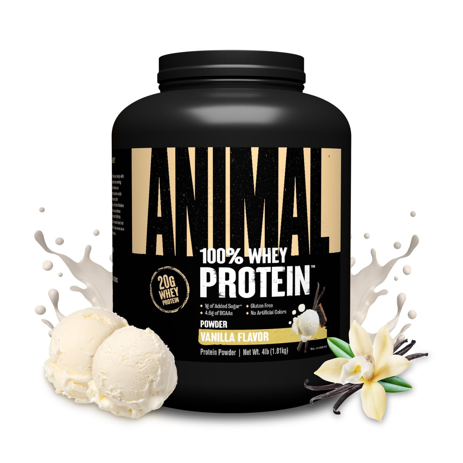100% Whey Protein Powder for Men & Women - Premium Whey Blend with BCAA for Pre & Post Workout Recovery, Muscle Growth - Low Sugar Meal Replacement Shake - Vanilla Flavor, 4lb (Great for Gym, Weight Loss & Healthy Lifestyle)