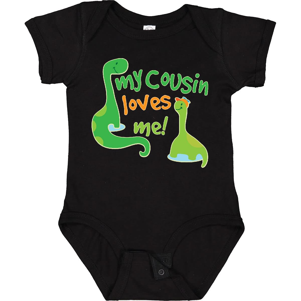 Inktastic My Cousin Loves Me Dinosaur Baby Bodysuit - Cute Dino Print Onesie for Infants & Toddlers - Perfect Gift for Cousins, Birthday & Family Reunions
