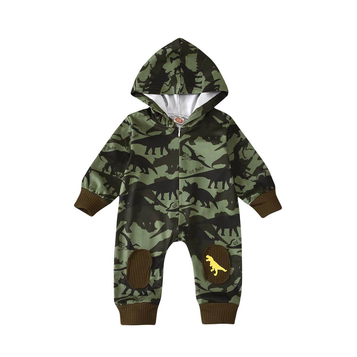 Dinosaur Camouflage Jumpsuit for Kids & Baby - Long Sleeve Hooded Romper for Boys & Girls | Spring & Autumn Casual Outfit | Perfect for Outdoor Play, Birthday Parties & Costume Events