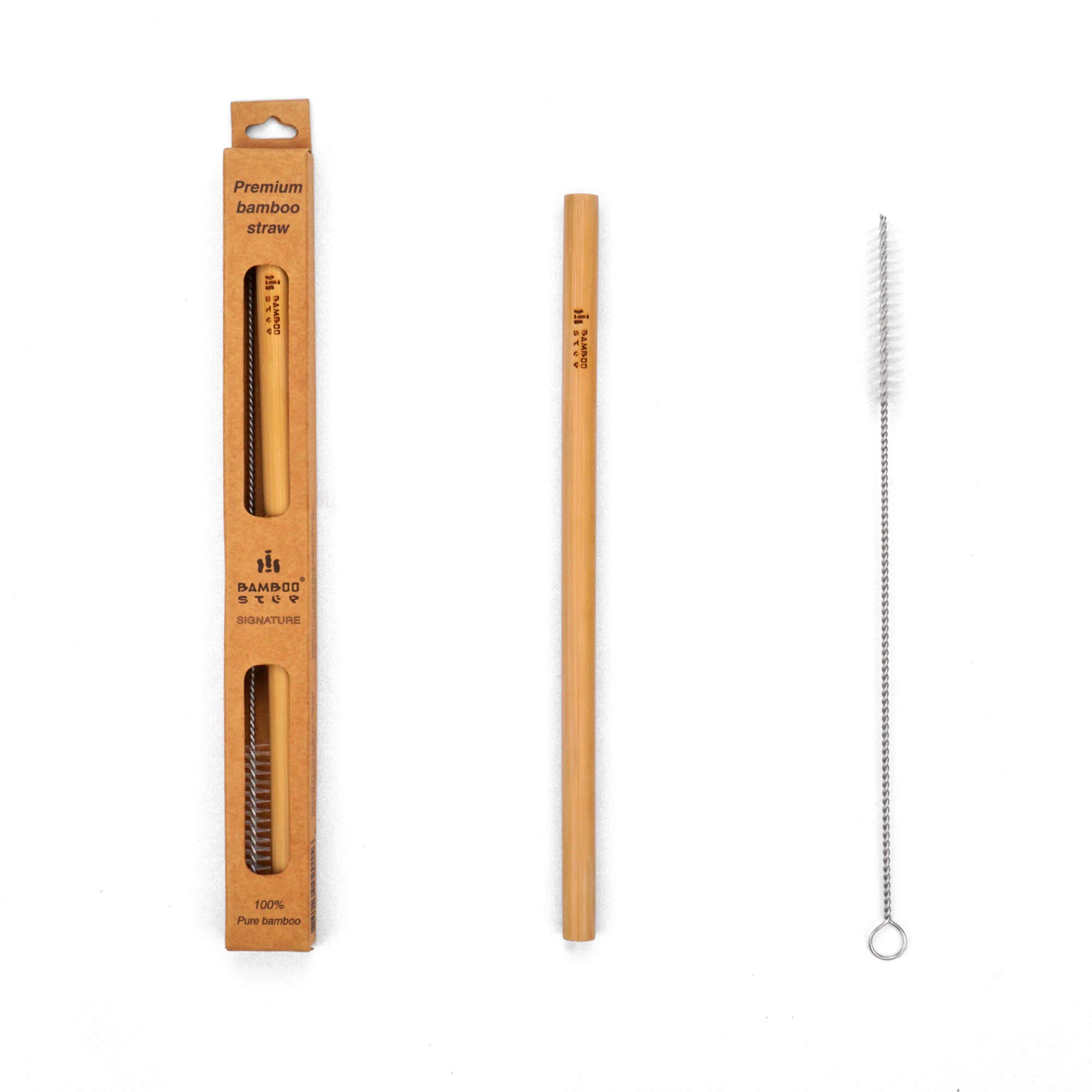 3-Pack Bamboo Straws with Brush - Eco-Friendly & Reusable for Drinks & Smoothies