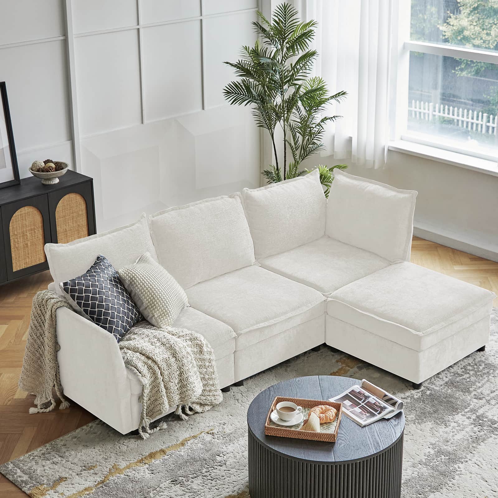 Harmetrix Oversized Soft Sectional Couch with Storage | Modern L-Shaped Sofa Bed with Hidden Compartment | Perfect for Living Room, Family Room & Small Spaces