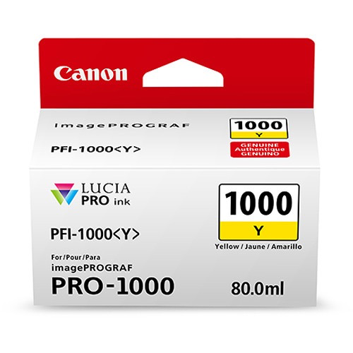 Canon PFI 1000 Y LUCIA PRO Yellow Ink Tank (80ml) - High-Quality Printer Ink for Canon PRO-1000, PRO-2000 - Perfect for Photo Printing, Art Reproduction & Professional Graphics