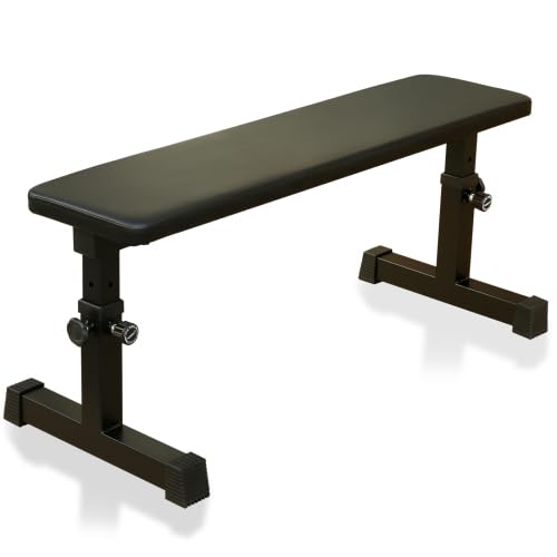 Adjustable Weight Bench 300 lbs Capacity - Flat Utility Strength Training & Ab Workout Bench for Home Gym, Black - Perfect for Strength Training, Muscle Building & Core Exercises