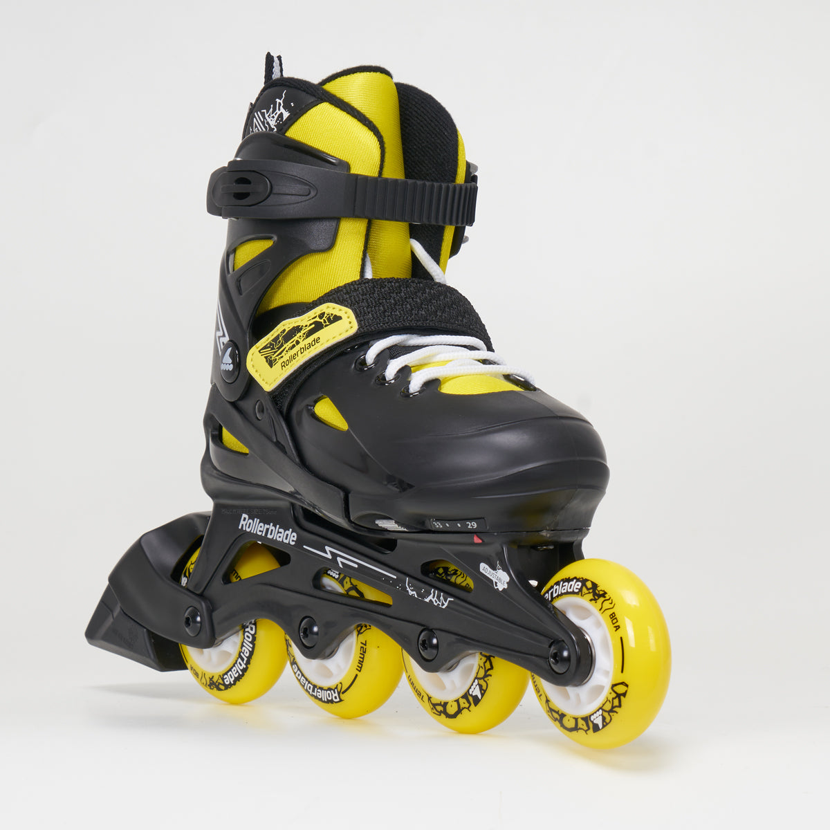 Rollerblade Fury Junior Adjustable Inline Skates for Kids - Black & Yellow - Perfect for Outdoor Sports, Roller Skating Rinks & Birthday Gifts