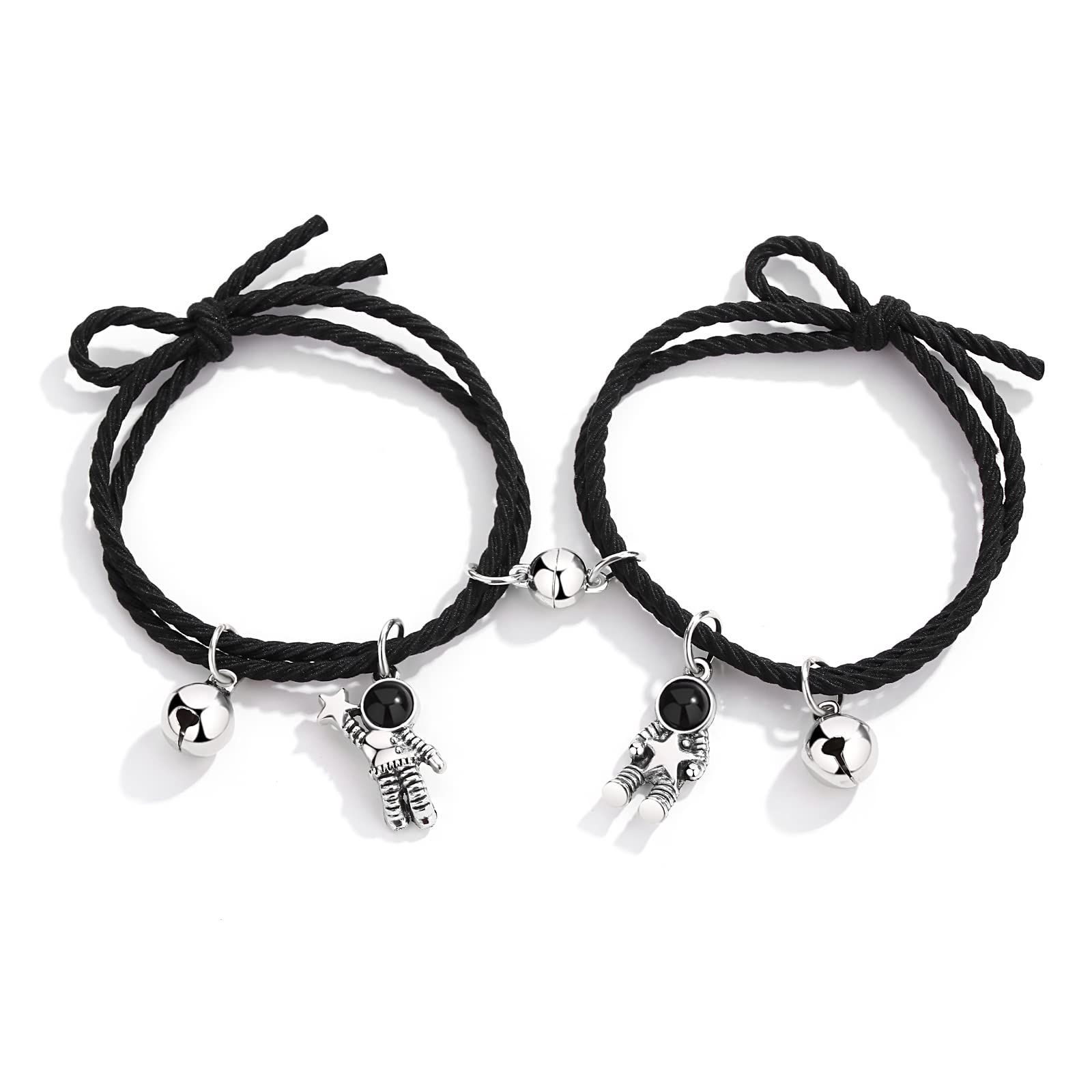 Magnetic Couples Bracelets Set - Matching Love Bracelets for Boyfriend & Girlfriend, Best Friends, BFF - Adjustable Braided Rope Friendship Bracelets for Women & Men - Perfect for Anniversaries, Valentine's Day & Couple Gifts