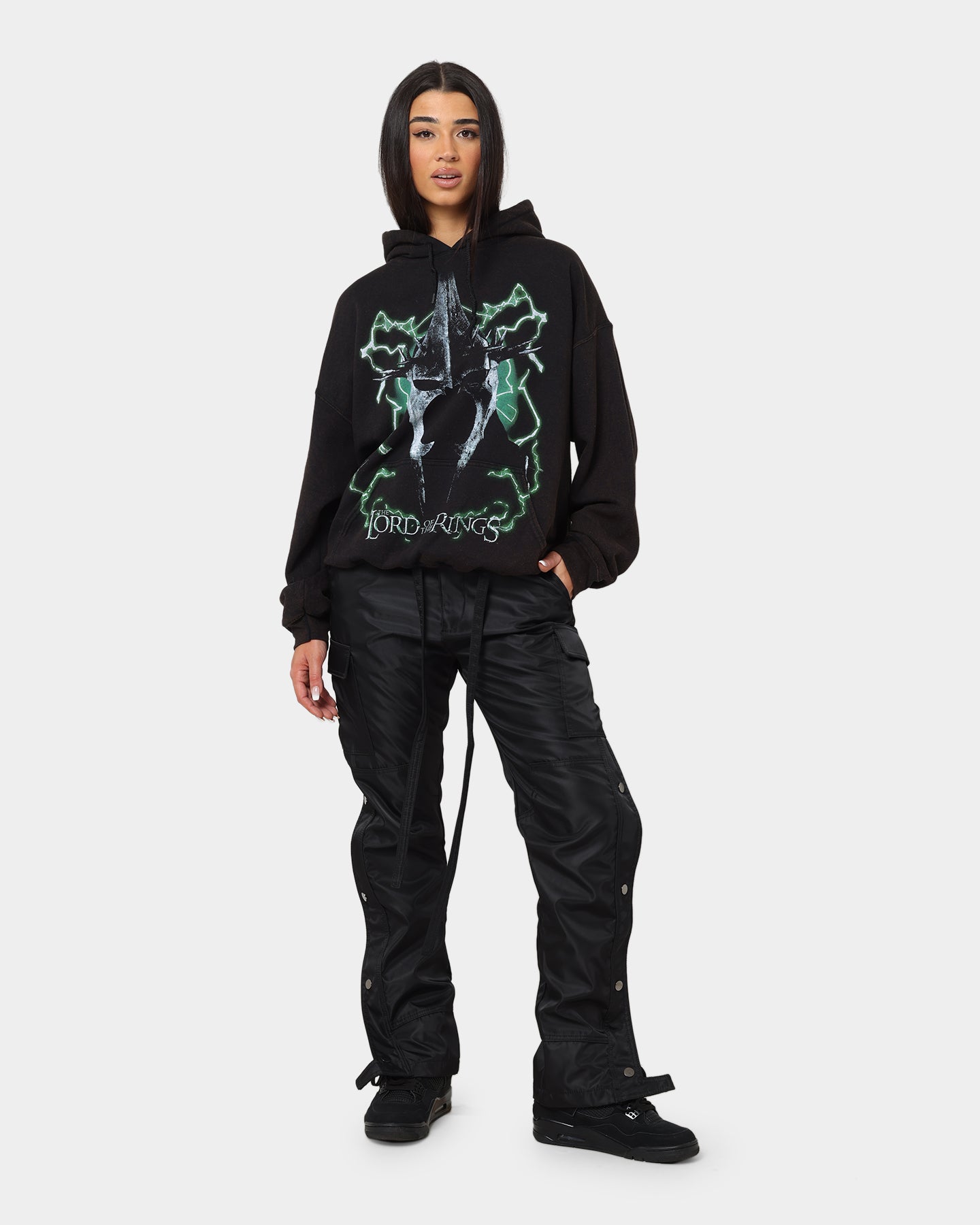 Vintage Lord of the Rings Witch King of Angmar Hoodie - Washed Black | American Thrift | Perfect for Cosplay, Halloween & Fantasy Fans