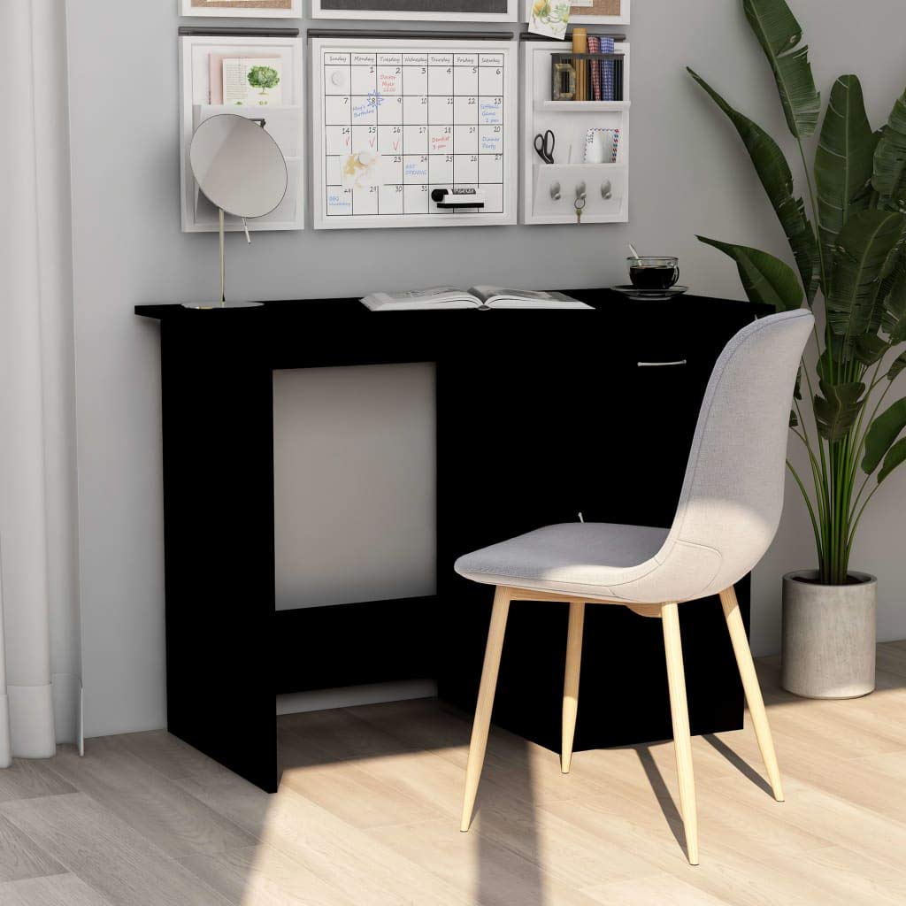 FAMIROSA Black Office Desk 39.4x19.7x29.9 Inches - Sturdy Chipboard Computer Desk for Home & Office Workspace, Study, Gaming, and Remote Work