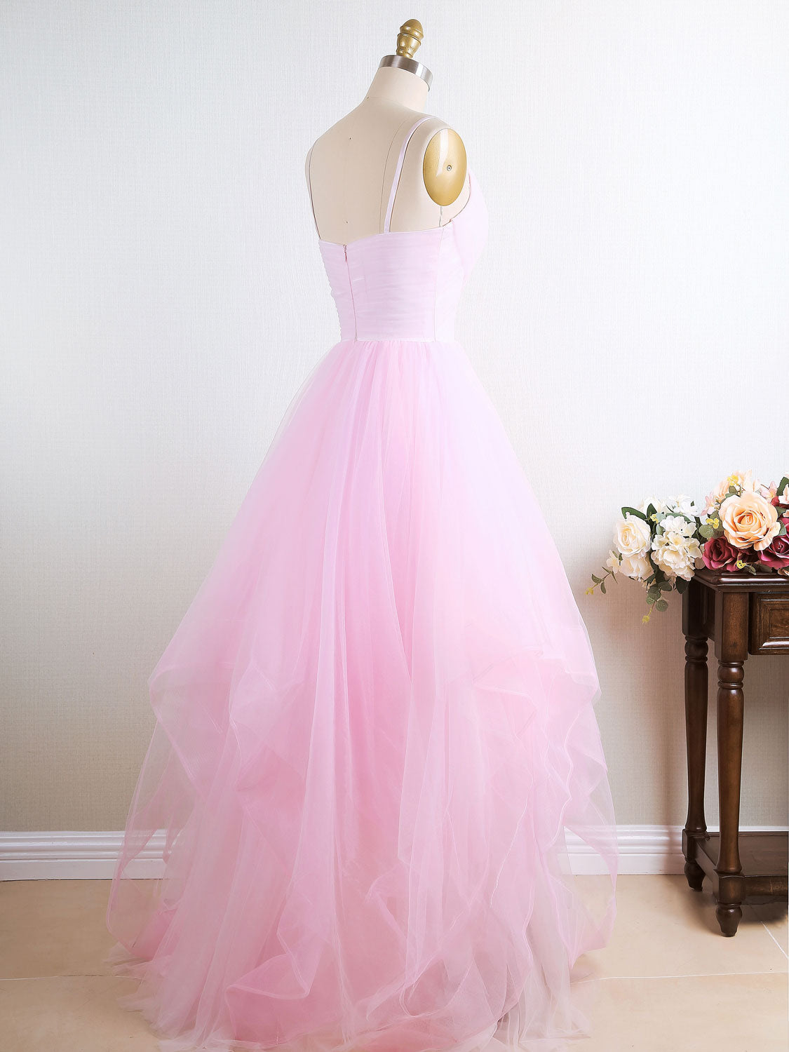 Elegant Pink Tulle Long Prom Dress & Formal Graduation Gown - Perfect for Homecoming, Quinceañera, and Special Occasions