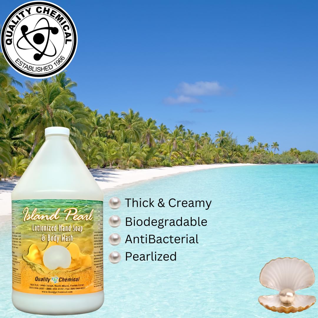 Premium Antibacterial Hand Soap Refill - 640oz (1 Gallon) Chemical Island Pearl Rich Lotionized Formula - Moisturizing & Gentle for Frequent Hand Washing - Ideal for Homes, Offices, Restaurants & Healthcare Facilities