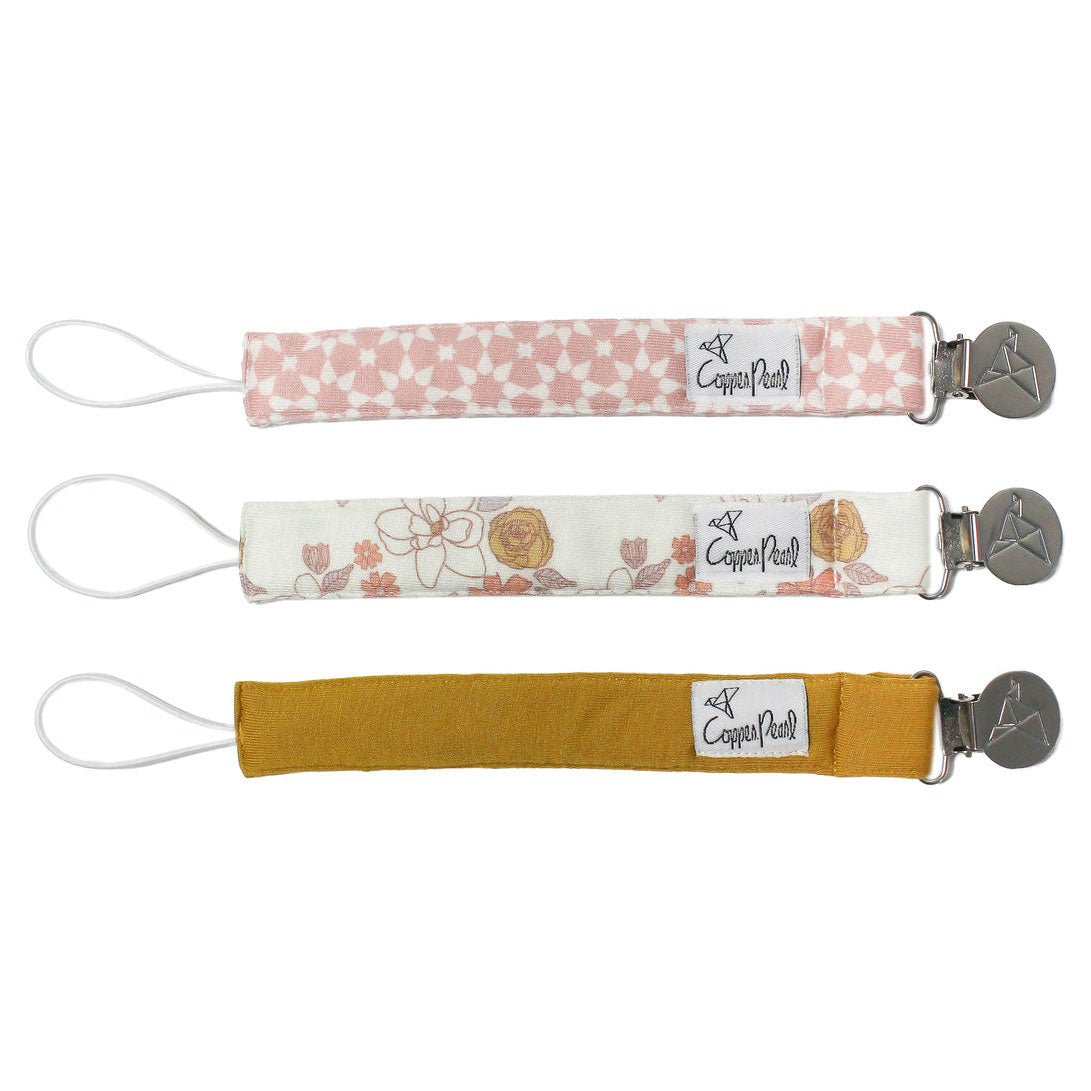 Copper Pearl Pacifier Clip Set - Stylish and Secure Baby Pacifier Holder for Strollers, Car Seats & Diaper Bags - Perfect for On-the-Go Parents