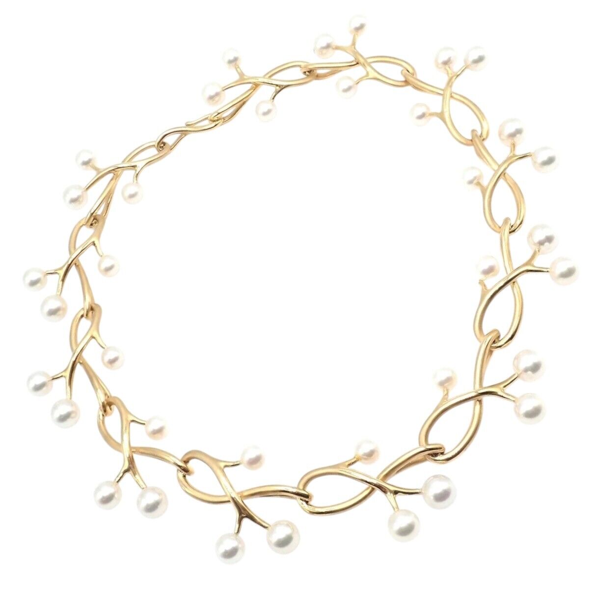 Authentic Angela Cummings & Assael Thorn Sprig 18k Yellow Gold Pearl Necklace - Elegant Pearl Jewelry for Women, Perfect for Weddings, Parties & Special Occasions