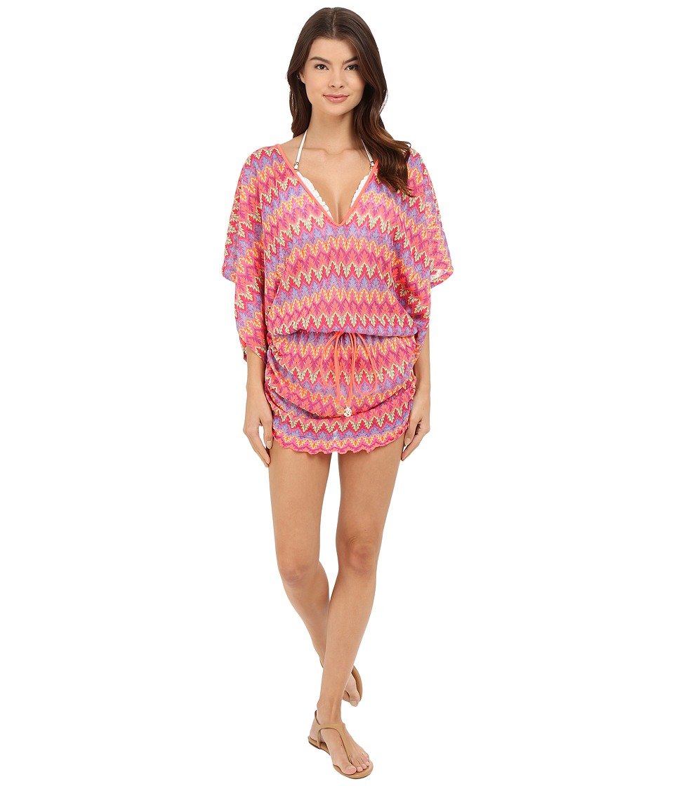 Luli Fama Women's Song Of The Sea V-Neck Cabana Dress Cover Up - Beachwear for Summer Vacation, Pool Party & Tropical Getaway