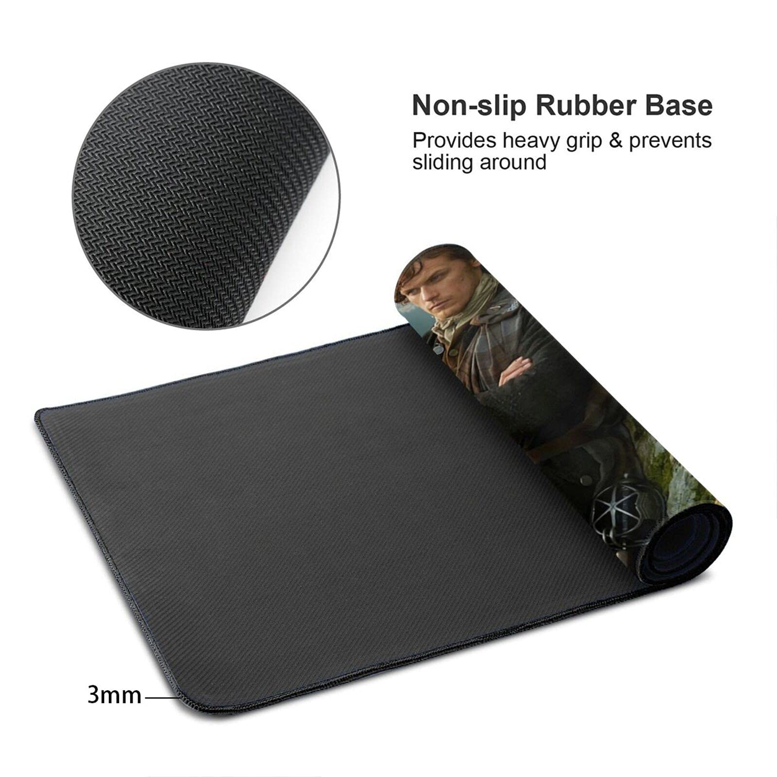 Outlanders Jamie Fraser XXL Gaming Mouse Pad - Extra Large Non-Slip Rubber Base Mouse Mat for Computer Keyboard & Desk - Perfect for Home Office, Gaming & Work | Durable Surface for PC, Laptop & Workspace