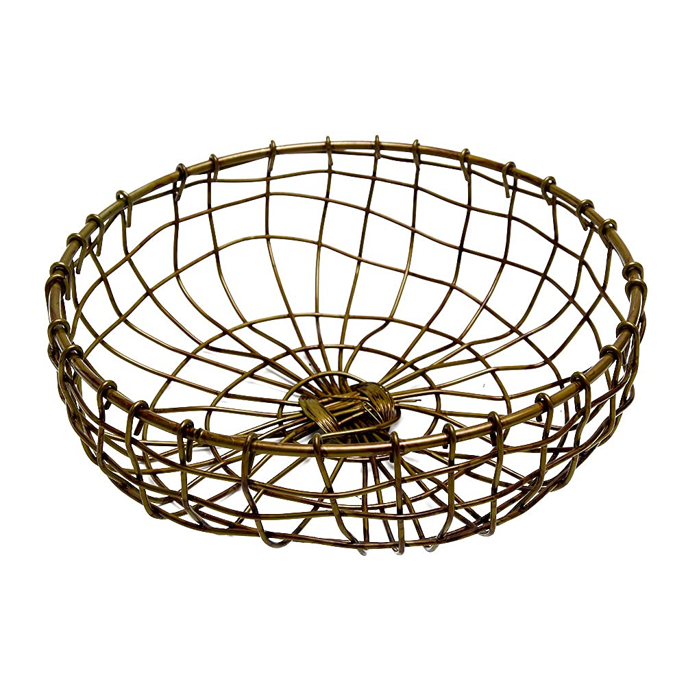 Vintage Iron Fruit Basket - Handcrafted Rustic Farmhouse Wire Bowl for Kitchen Countertop | Fruit, Bread, Snack & Vegetable Storage | Perfect for Farmhouse Decor, Dining Table Centerpiece & Country Style Kitchen Organization