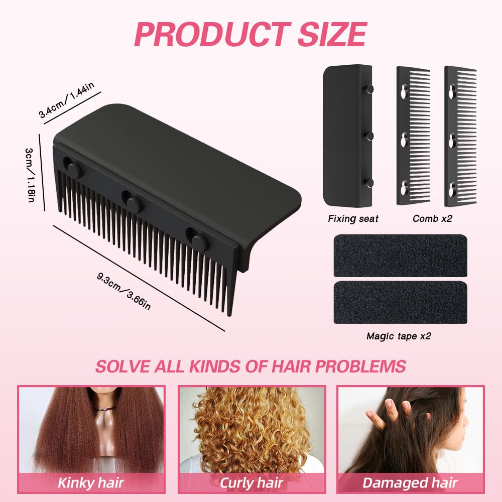 Flat Iron Comb Attachment - 3.94 x 2.05 Inches Plastic Clip-On Styling Tool for Hair Straightener | Perfect for Home & Salon Use | Detangles & Smooths Hair While Straightening