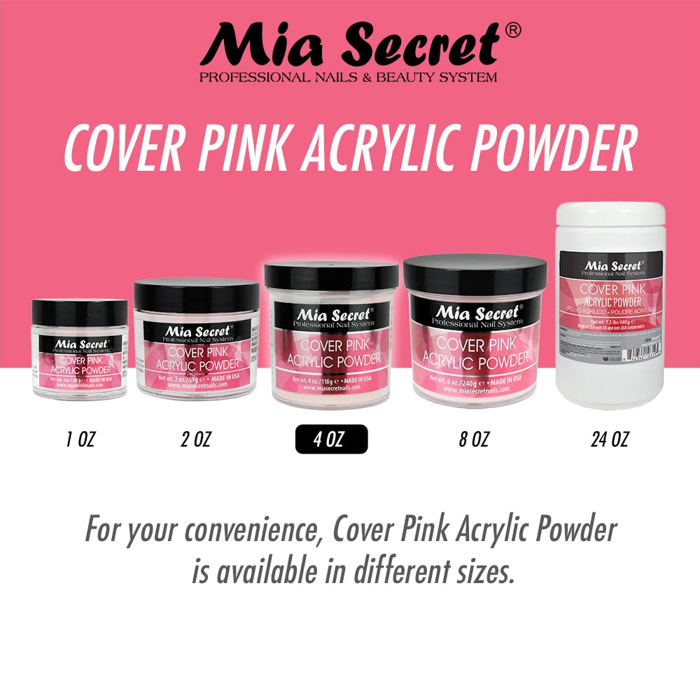 MIA SECRET Nails 4 Ounce COVER PINK - 1 Piece Professional Acrylic Nail Powder for Salon & Home Manicure, Perfect for French Tips & Nail Extensions