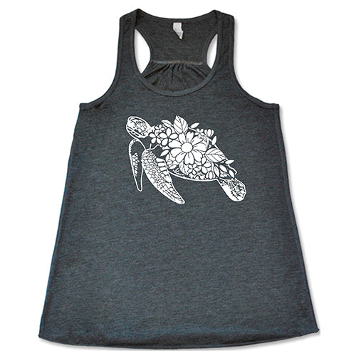 Floral Turtle Print T-Shirt for Women - Cute Summer Casual Top for Beach, Vacation & Everyday Wear
