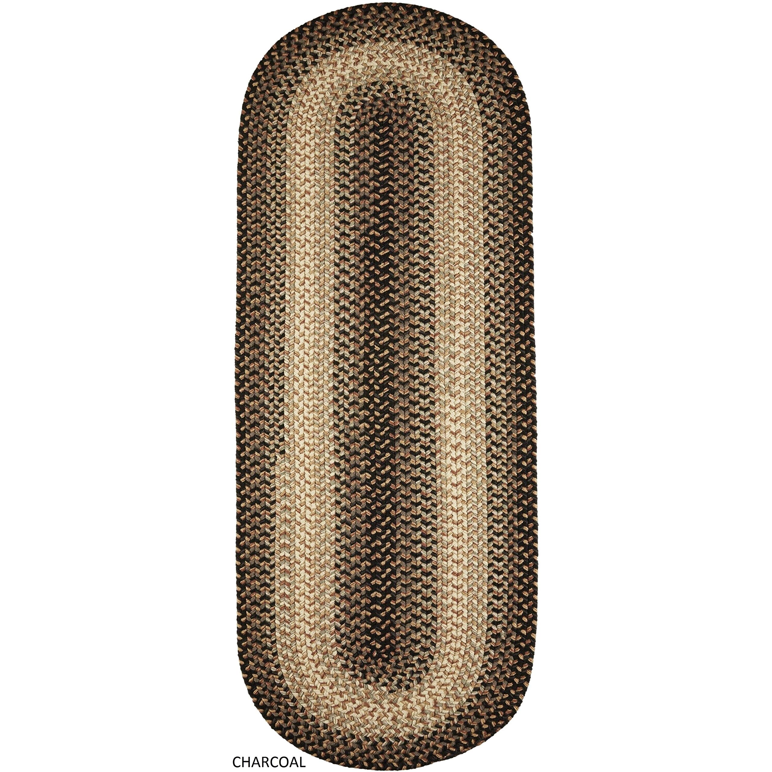 Rhody Rug Ellsworth Reversible Braided Runner Rug 2' x 8' - Indoor/Outdoor Grey Beige - Perfect for Hallways, Kitchens, and Patios