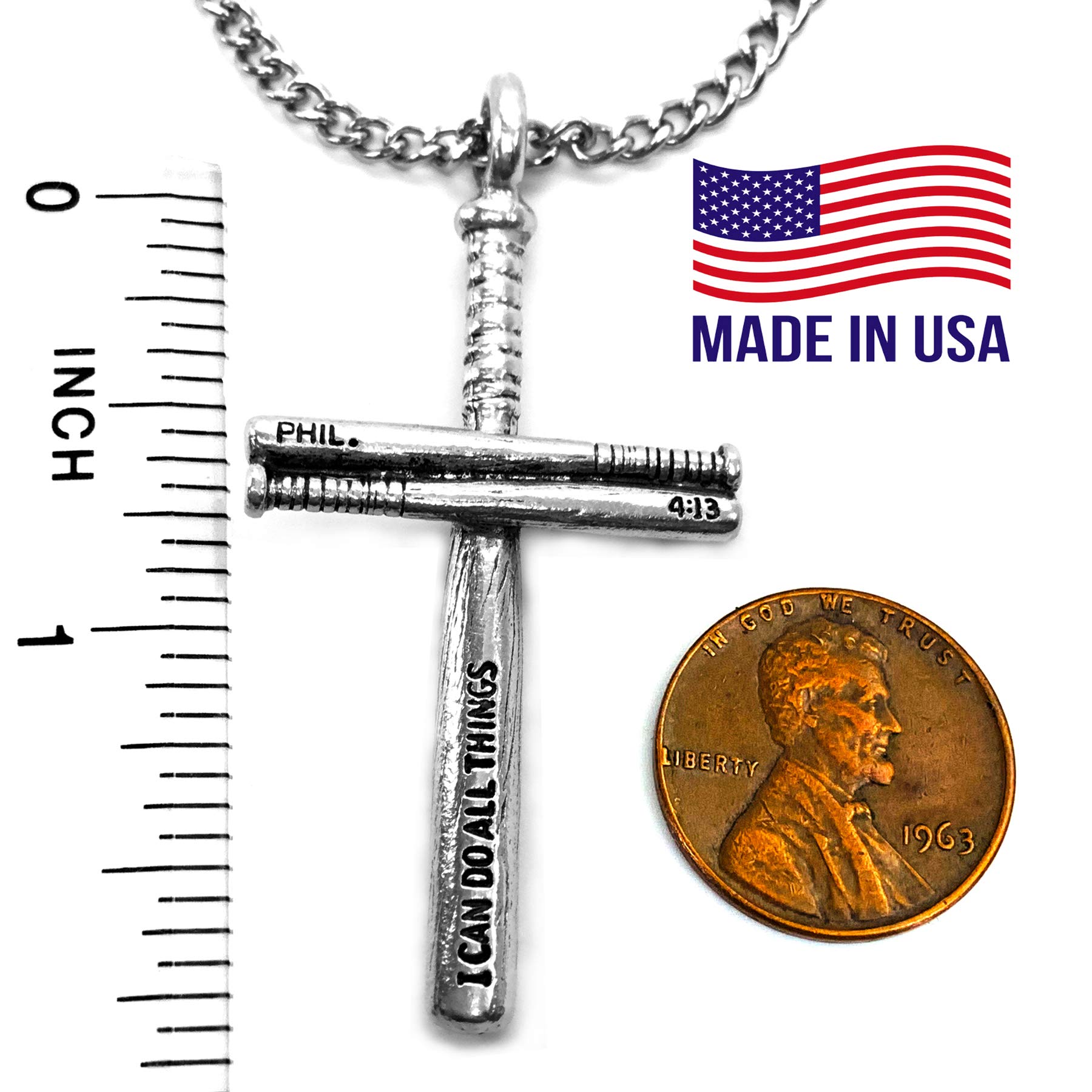 Baseball Bat Cross Necklace - 18