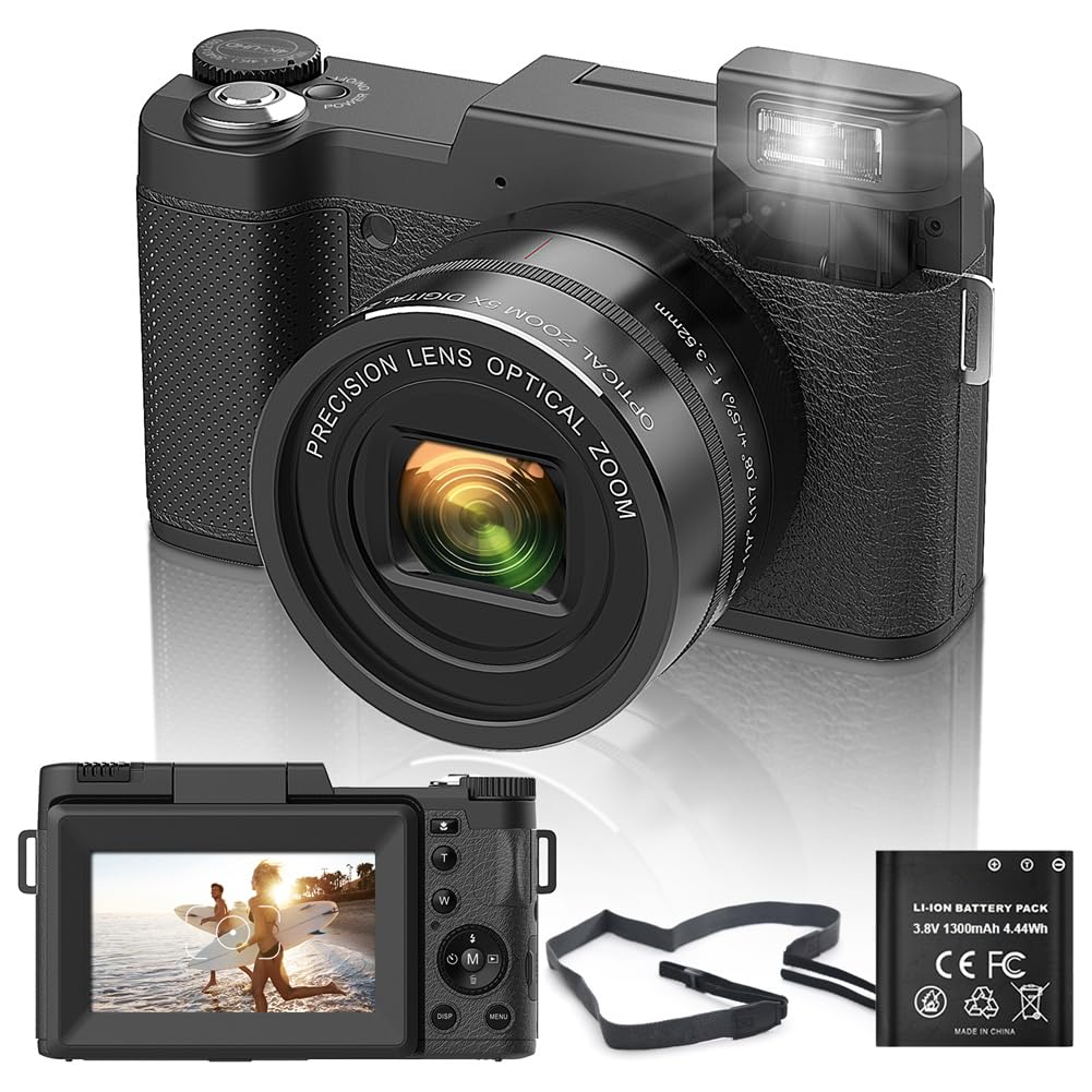 Osmond 4K 48MP Digital Camera with 5X Optical Zoom & 8X Digital Zoom, Compact Point and Shoot Camera with Auto Focus - Perfect for Travel, Vlogging, and Everyday Photography