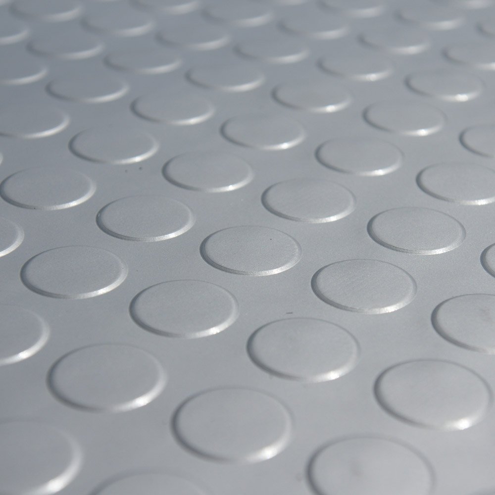 Rubber-Cal Coin Grip Metallic PVC Flooring - Non-Slip Garage Floor Mats, Workshop & Gym Flooring for Safety & Durability