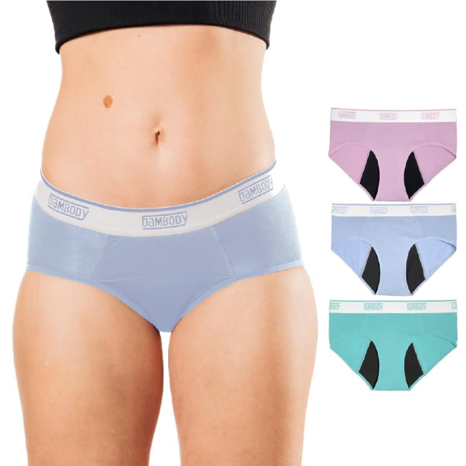 Bambody Absorbent Hipster Period Underwear for Women & Teens - Maternity & Postpartum Underwear - Silky Smooth & Breathable - Perfect for Light to Moderate Flow Days, Overnight Protection, Postpartum Recovery, and Everyday Comfort