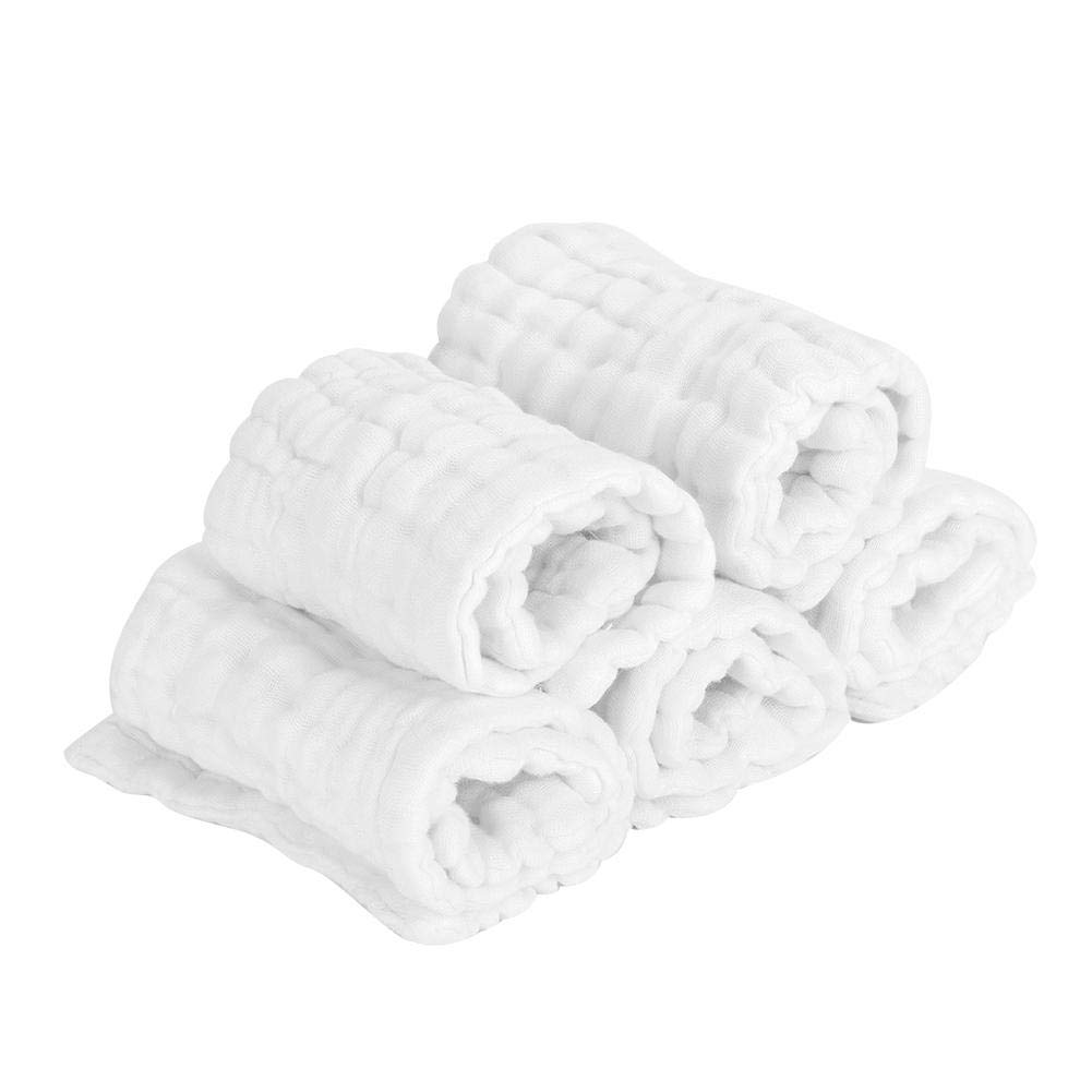 5 Pack Soft Cotton Baby Diapers - Breathable & Washable Reusable Cloth Nappies for Newborns & Toddlers (White) - Perfect for Bathing, Hair Care & Multi-Purpose Infant Use